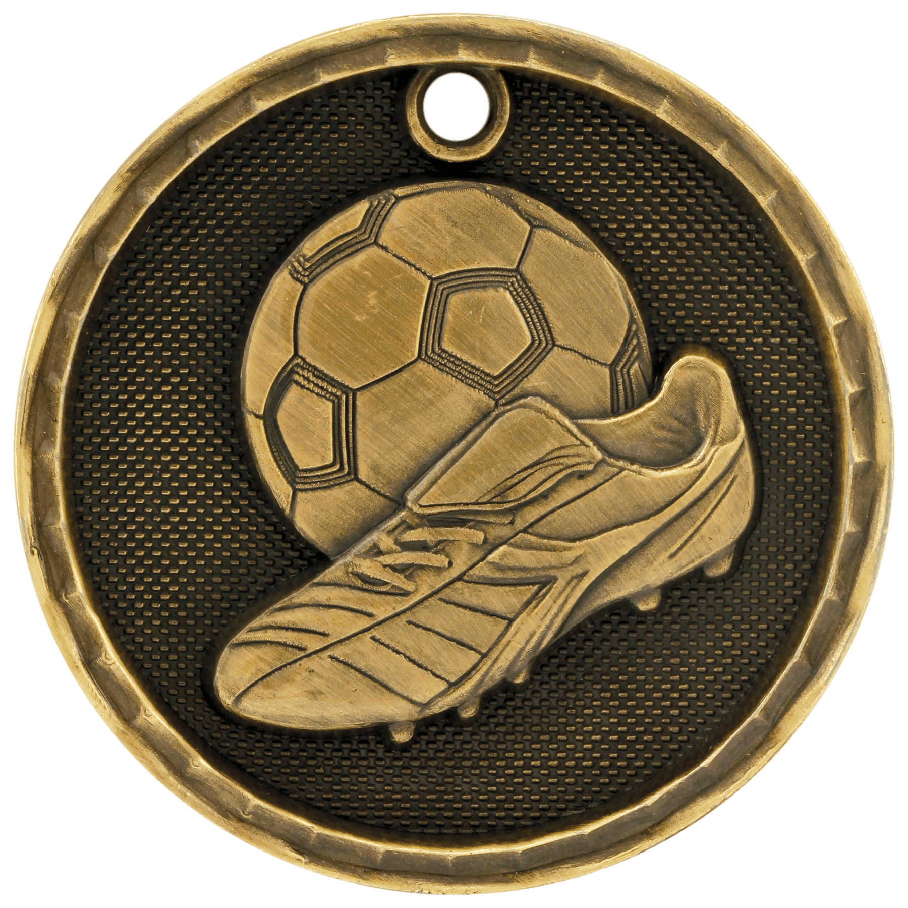 Antique Gold 2" 3D Soccer Medal