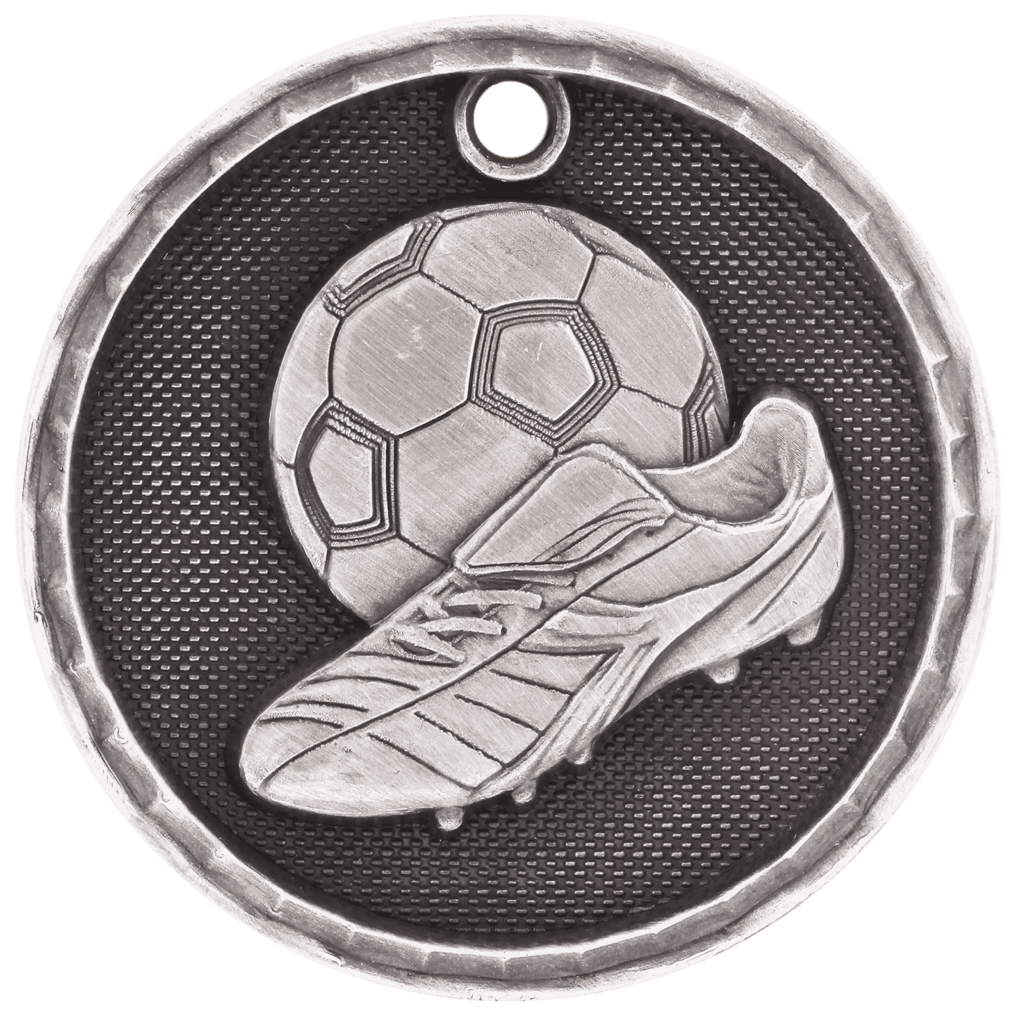 Antique Silver 2" 3D Soccer Medal