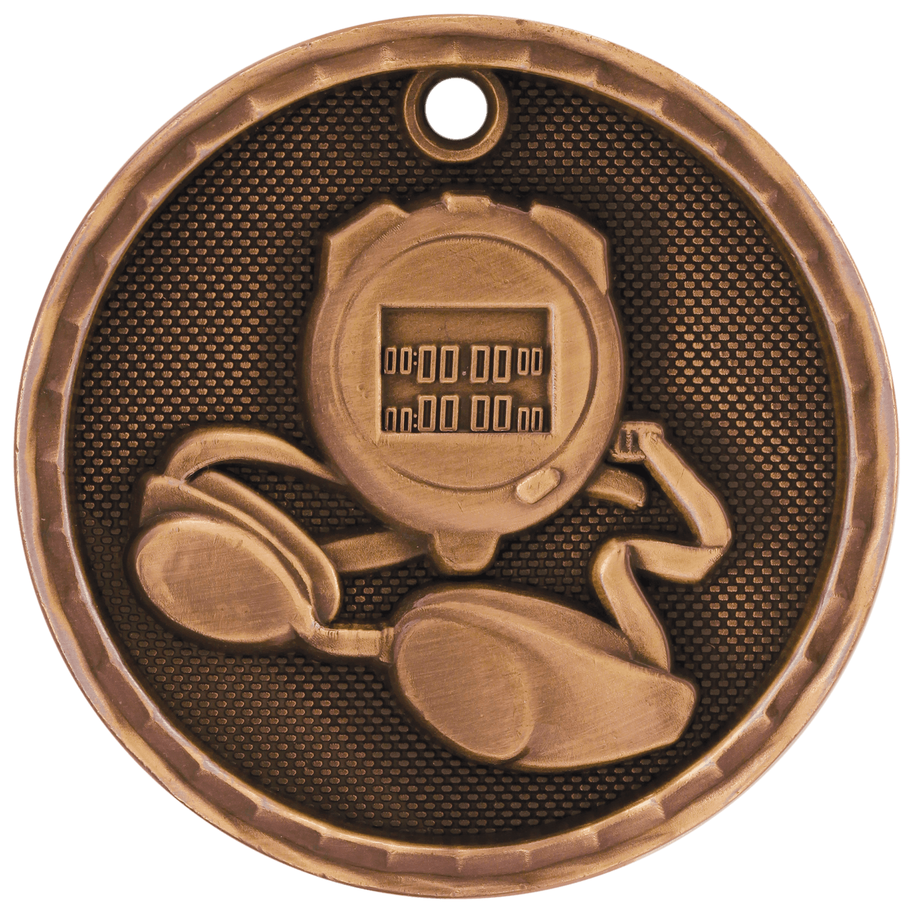 Antique Bronze 2" 3D Swimming Medal