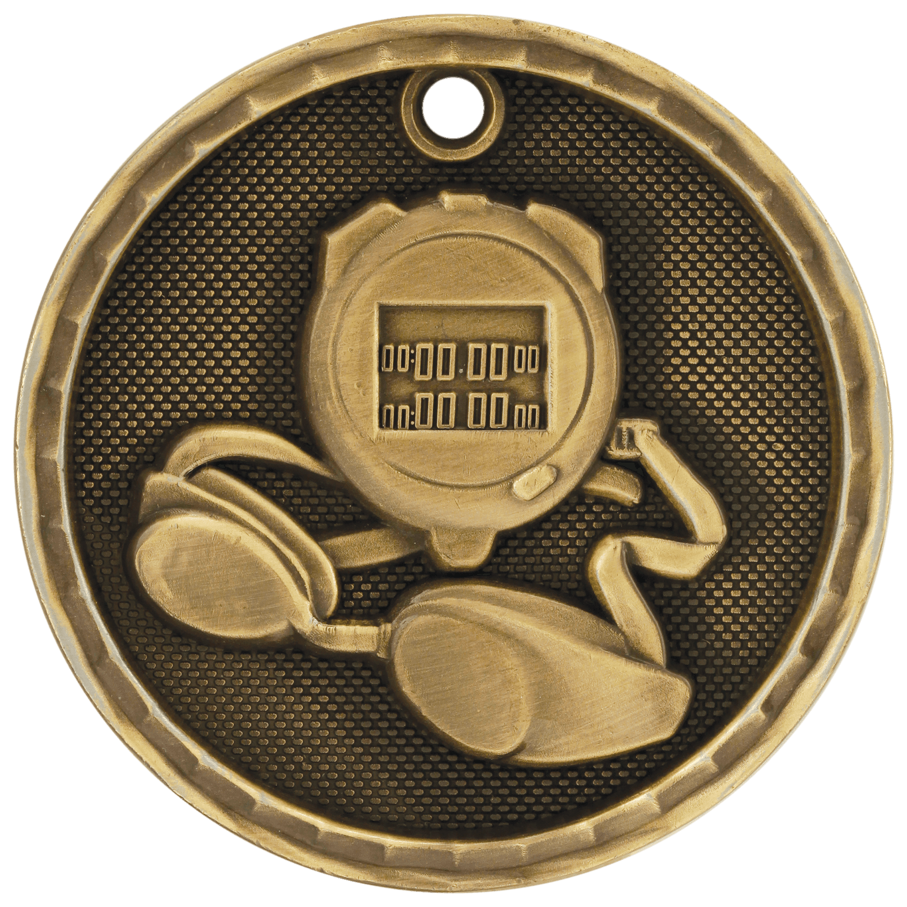 Antique Gold 2" 3D Swimming Medal