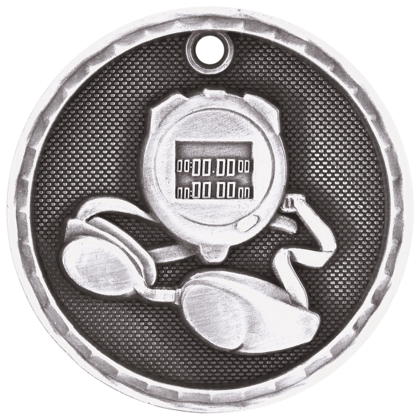Antique Silver 2" 3D Swimming Medal