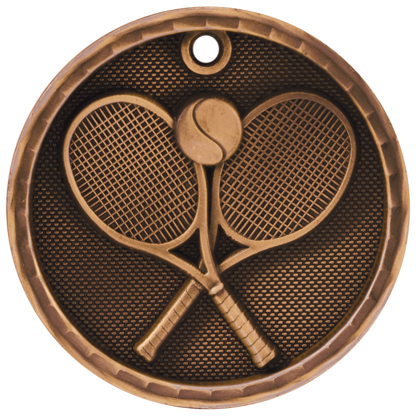 Antique Bronze 2" 3D Tennis Medal