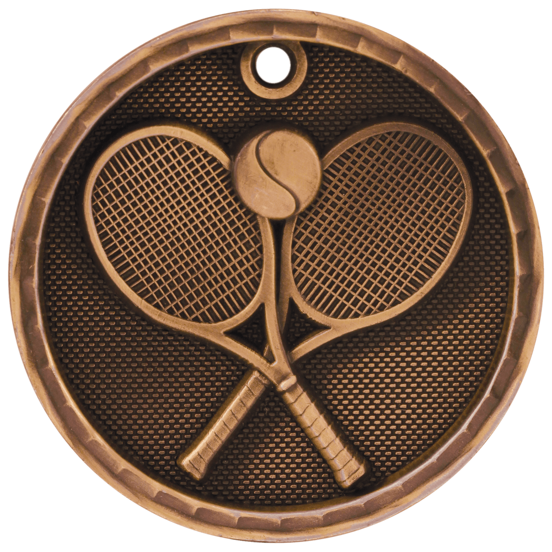 Antique Bronze 2" 3D Tennis Medal