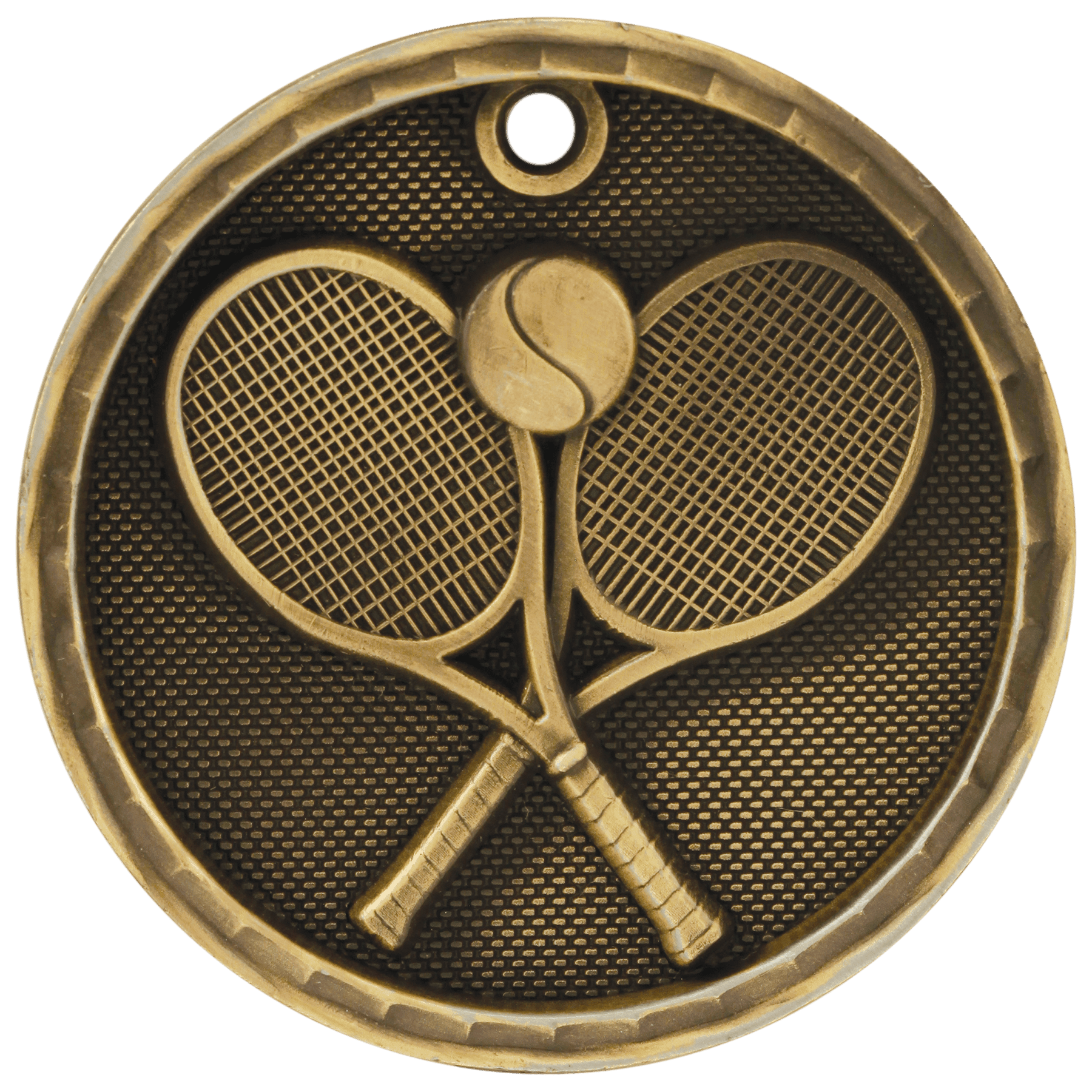 Antique Gold 2" 3D Tennis Medal