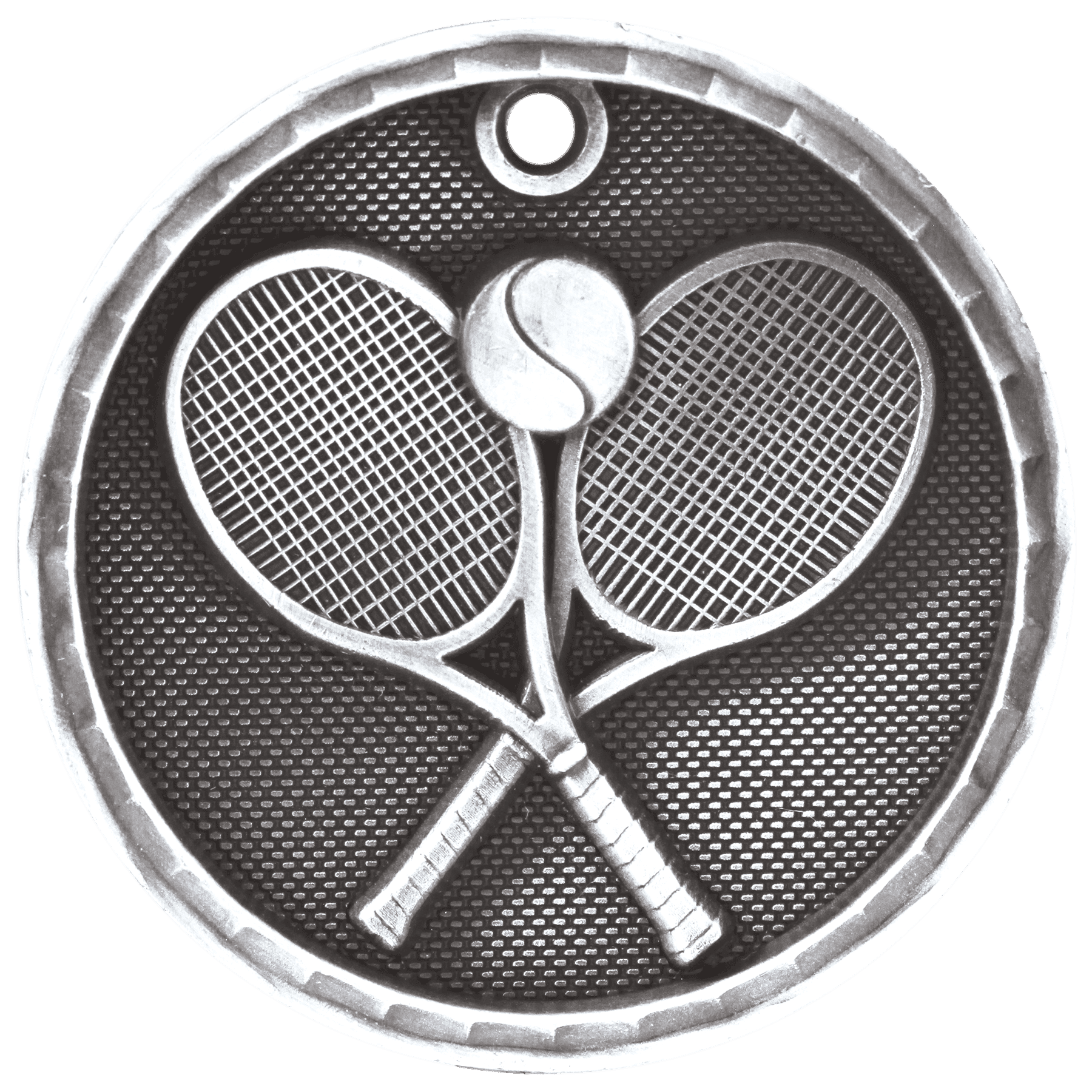 Antique Silver 2" 3D Tennis Medal