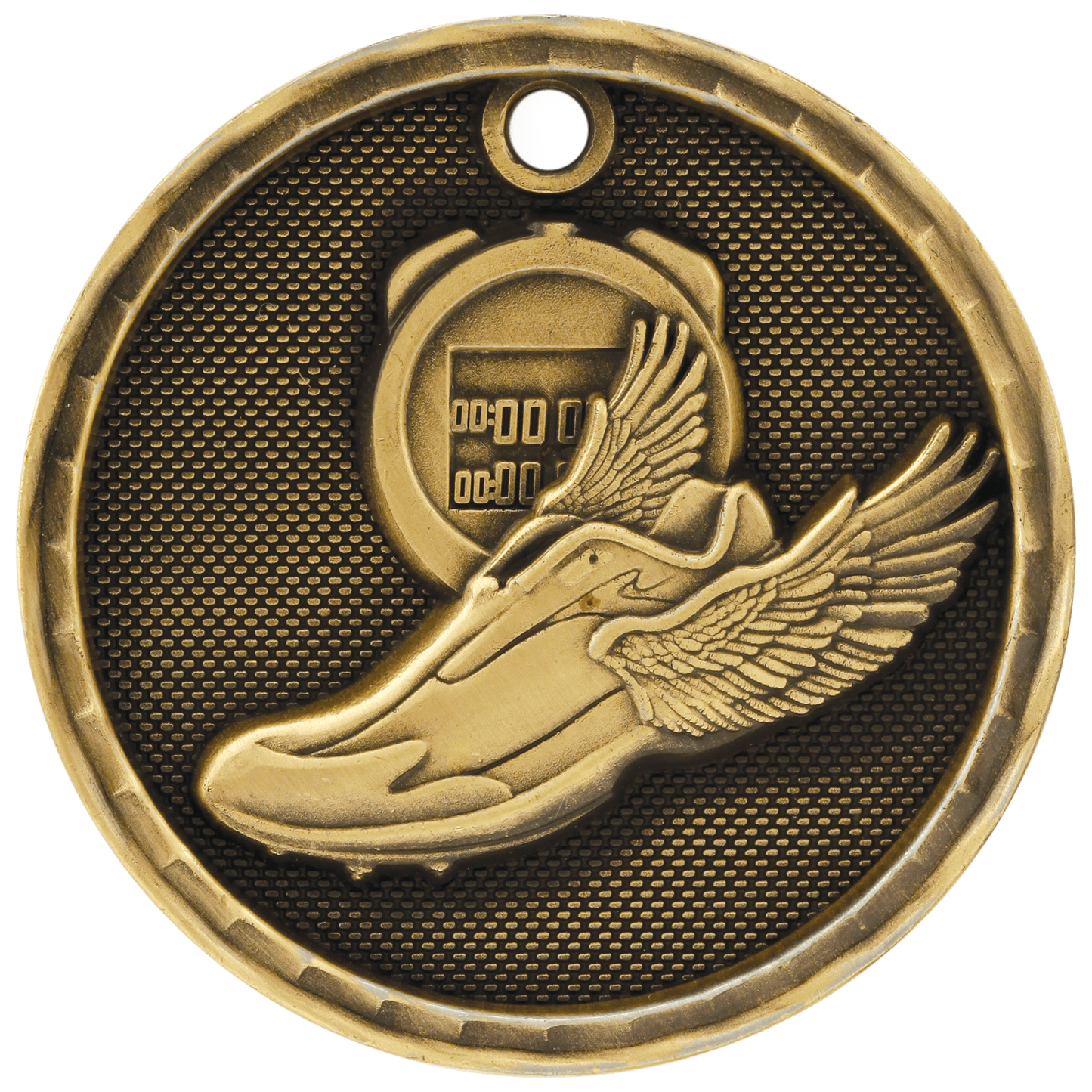 Antique Gold 2" 3D Track Medal