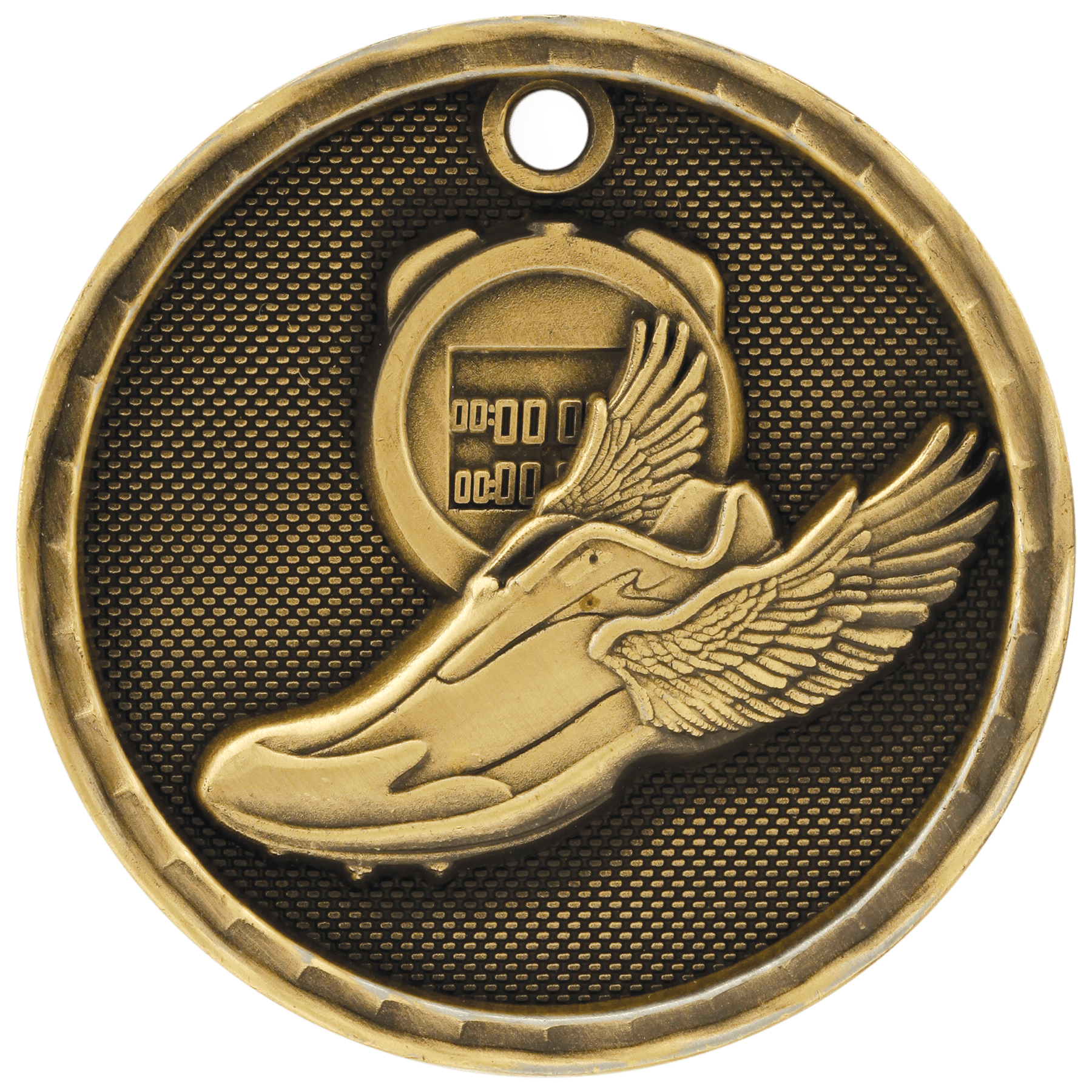 Antique Gold 2" 3D Track Medal