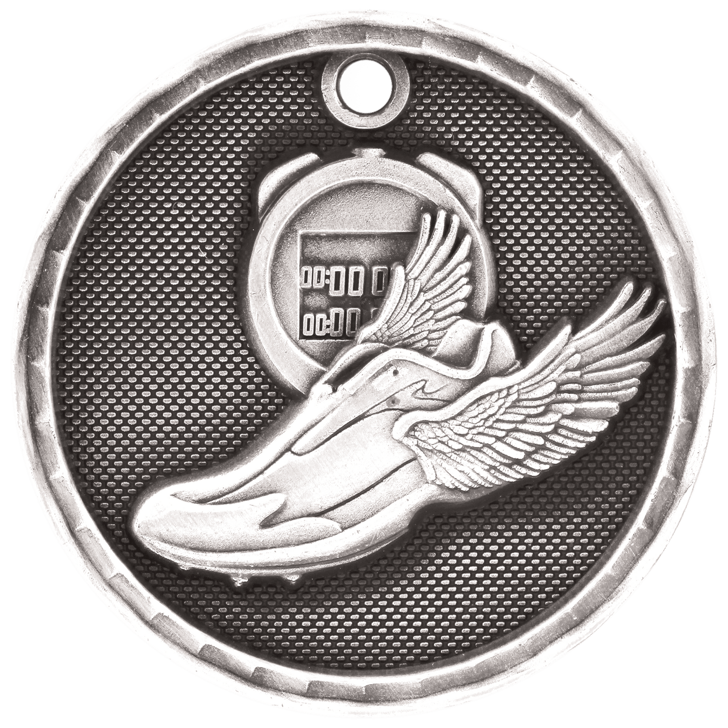 Antique Silver 2" 3D Track Medal