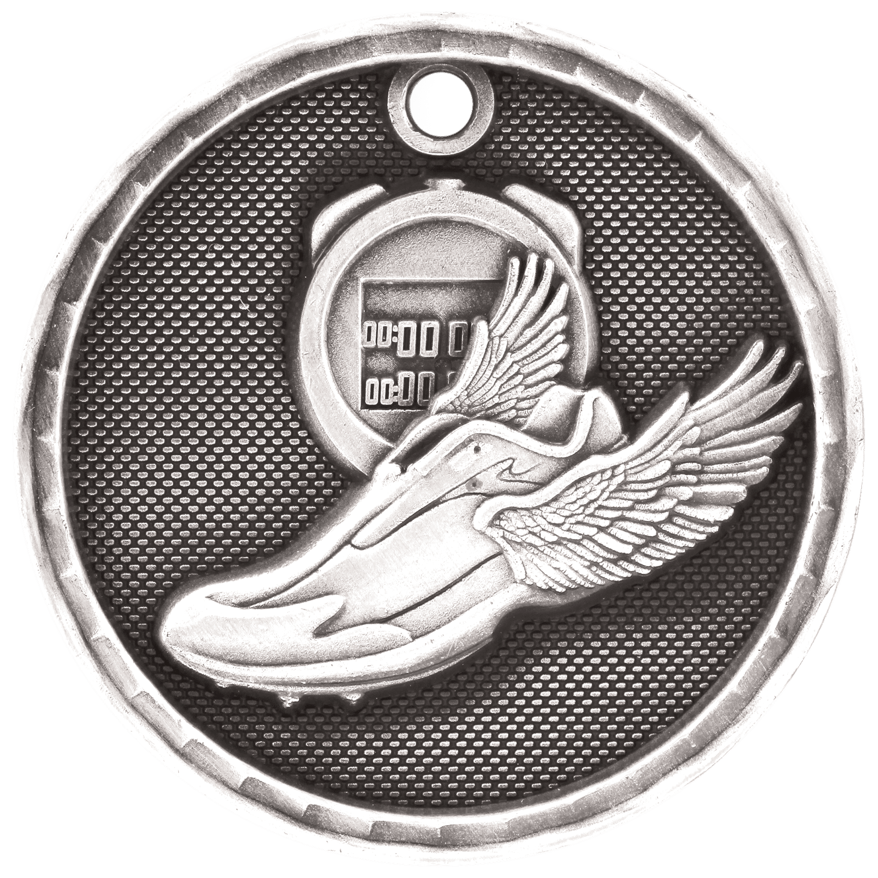 Antique Silver 2" 3D Track Medal