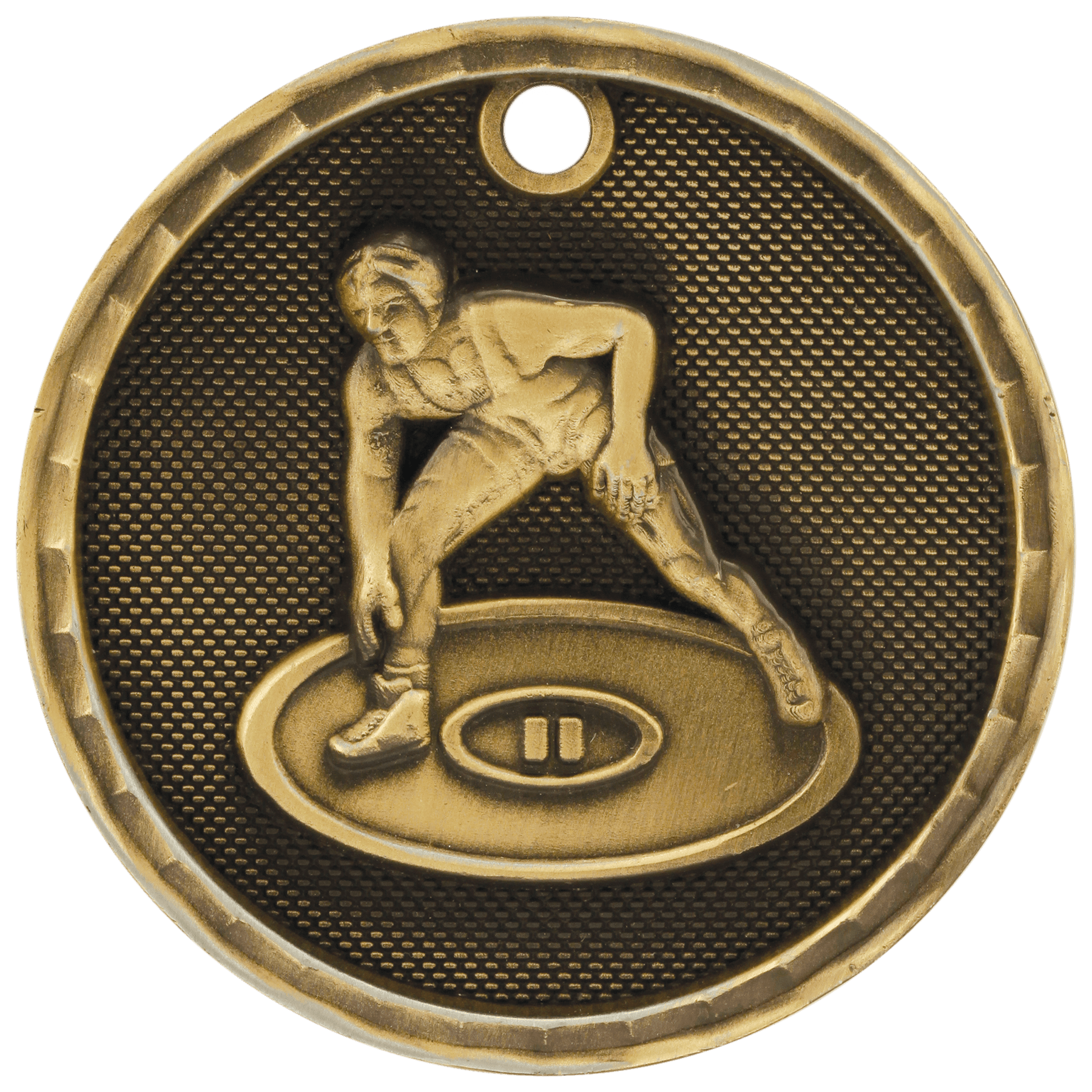 Antique Gold 2" 3D Wrestling Medal