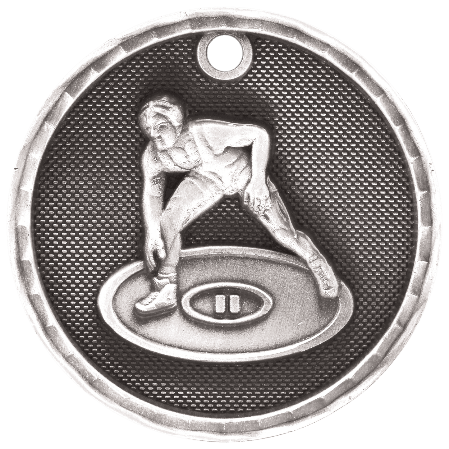 Antique Silver 2" 3D Wrestling Medal