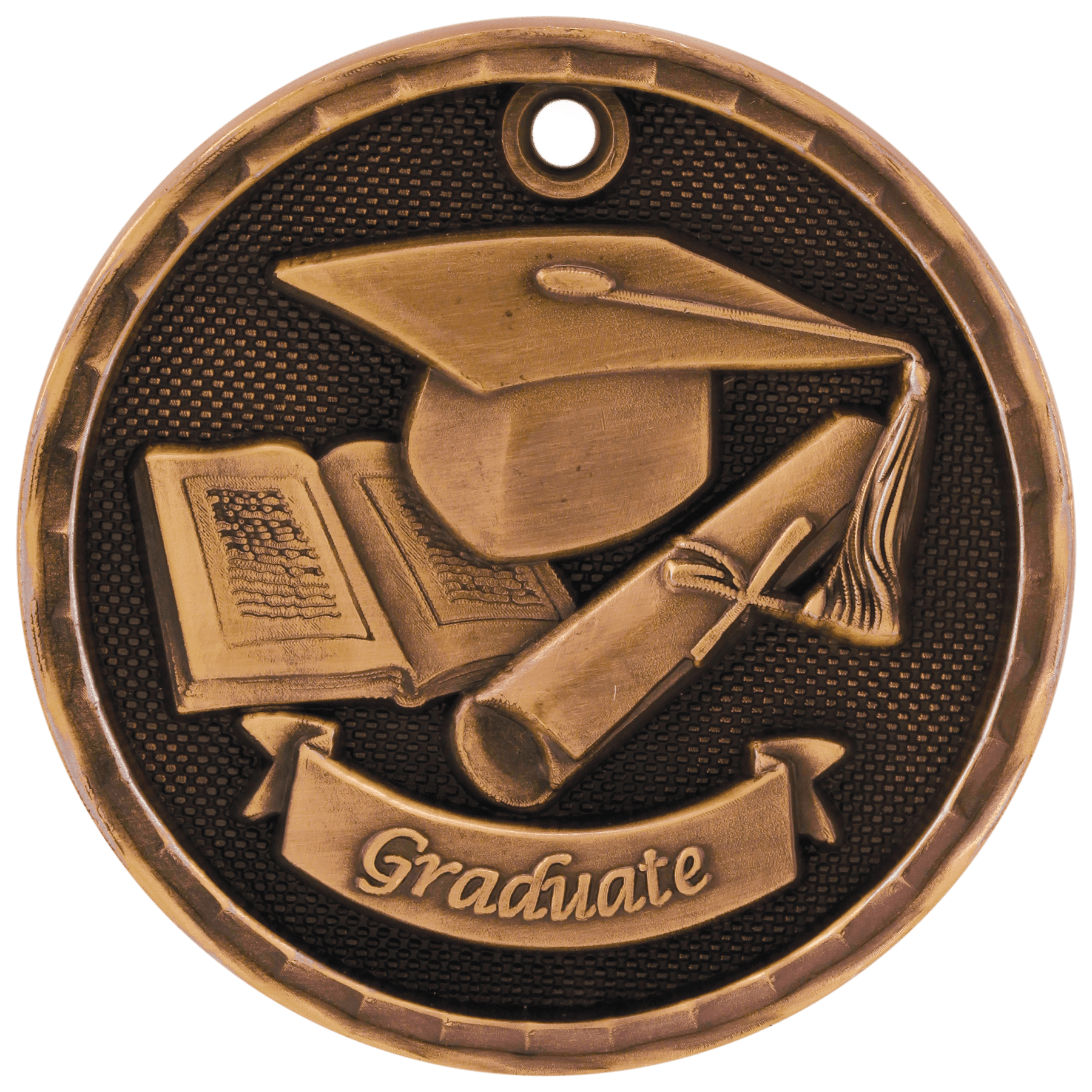 Antique Bronze 2" 3D Graduate Medal