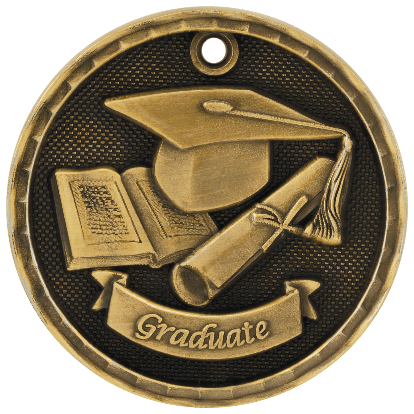 Antique Gold 2" 3D Graduate Medal