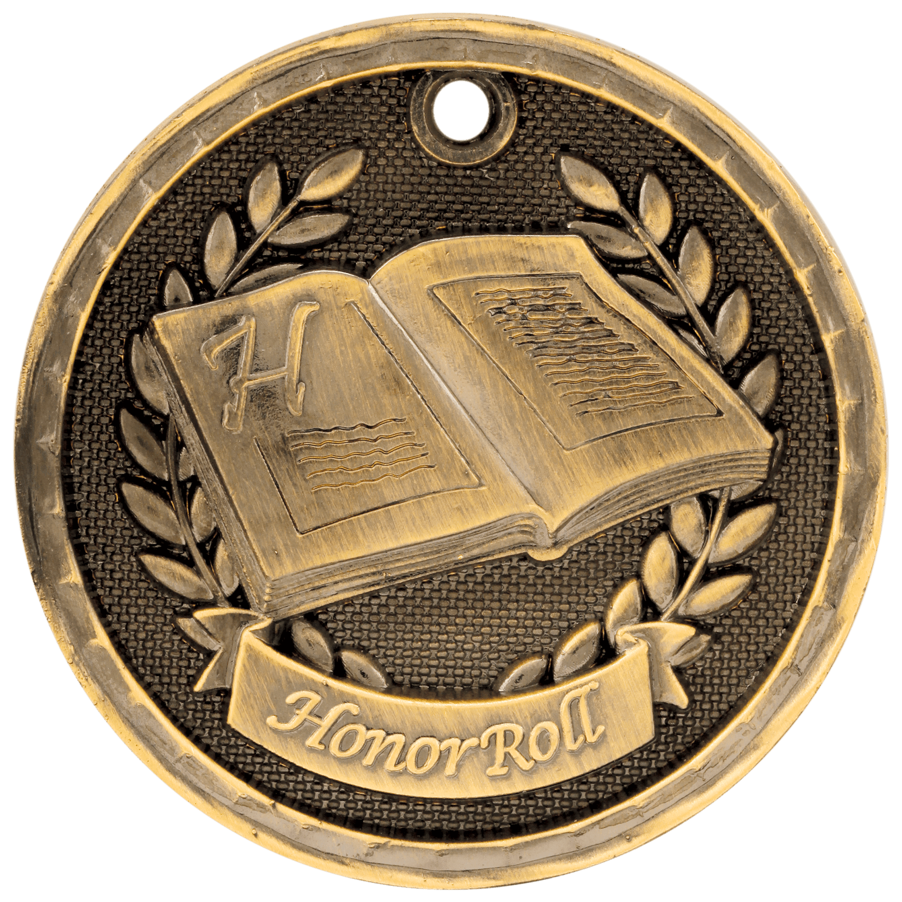 Antique Gold 2" 3D Honor Roll Medal
