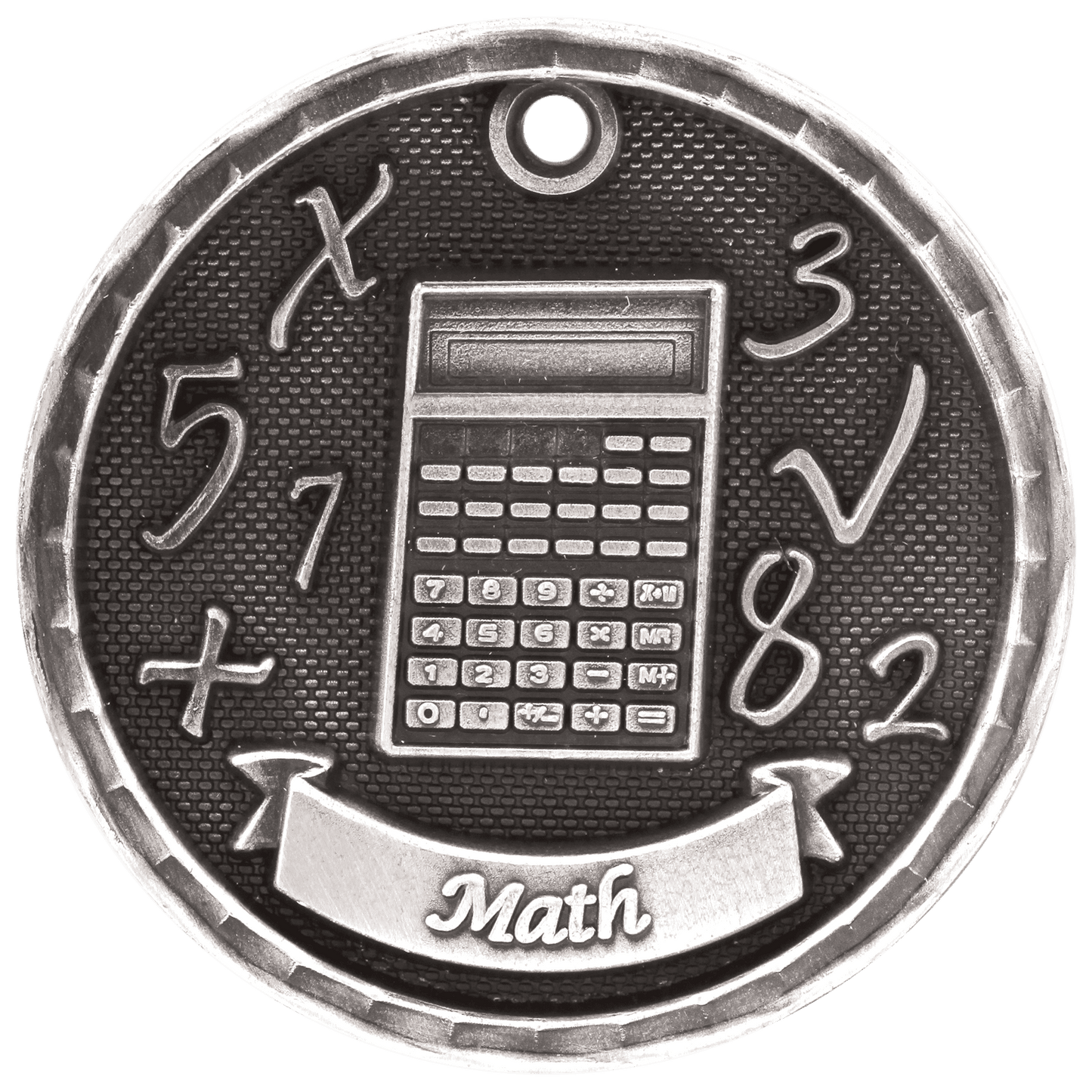 Antique Silver 2" 3D Math Medal