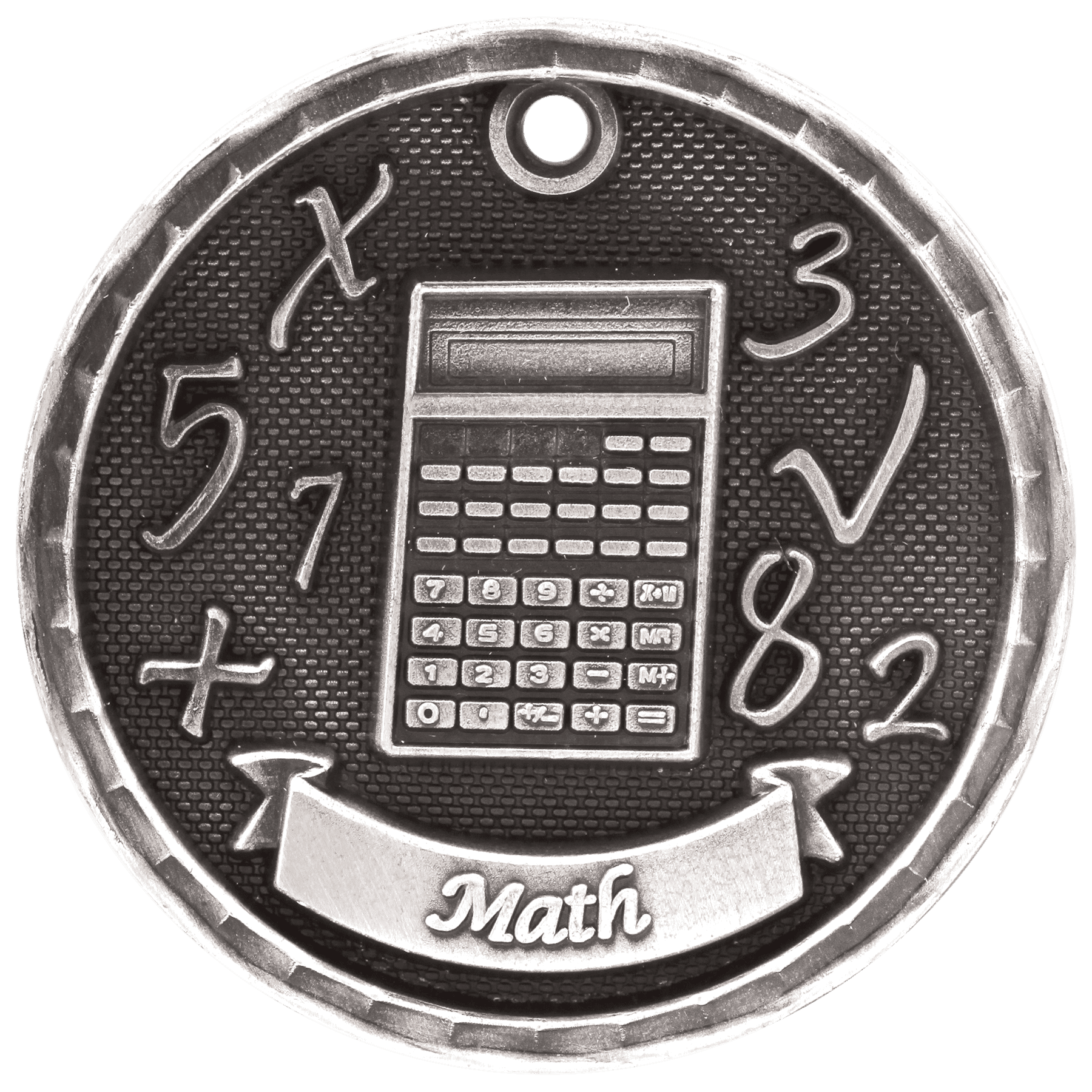 Antique Silver 2" 3D Math Medal