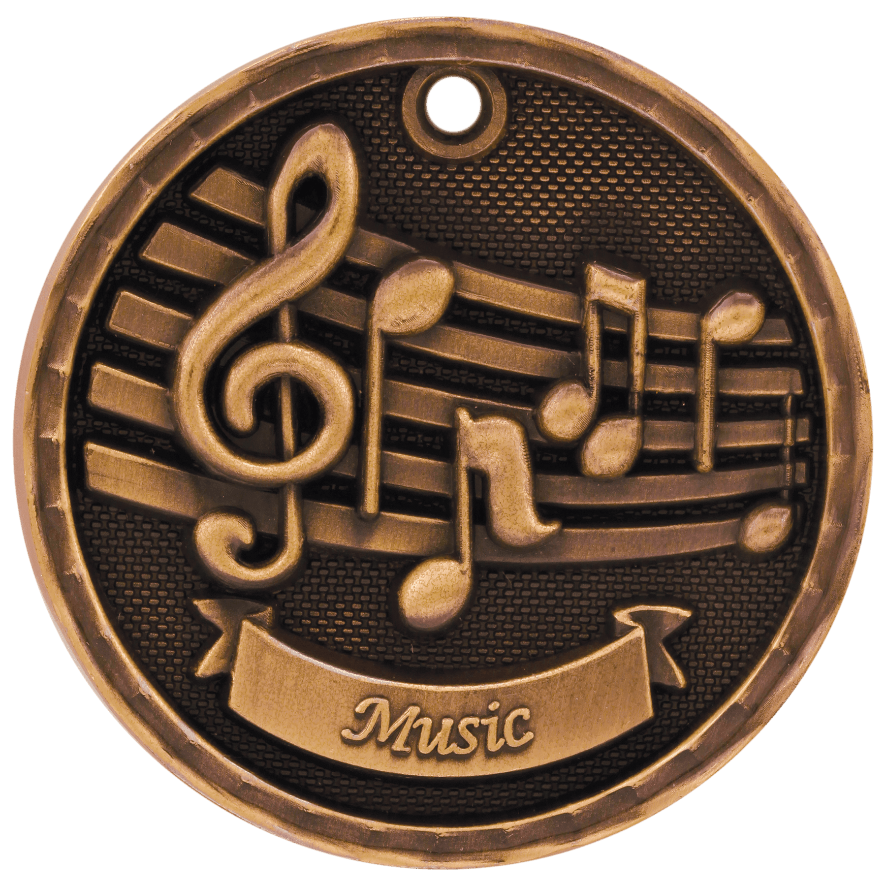 Antique Bronze 2" 3D Music Medal