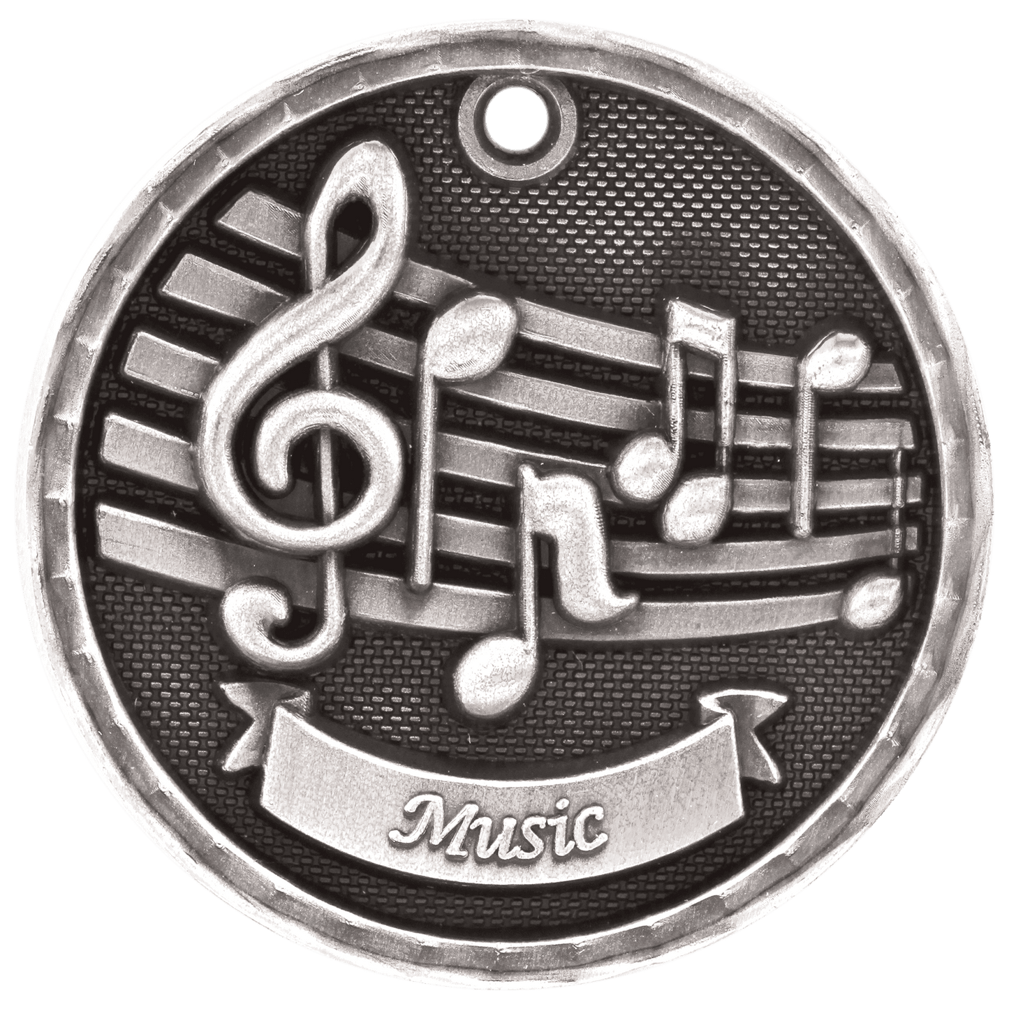 Antique Silver 2" 3D Music Medal