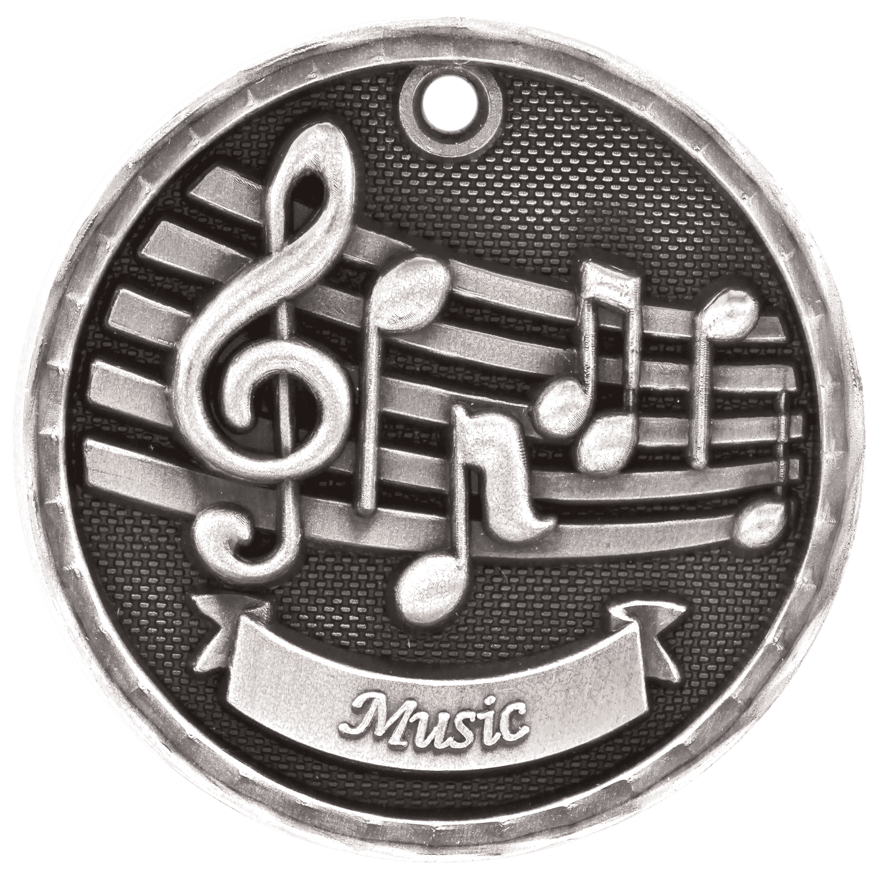 Antique Silver 2" 3D Music Medal