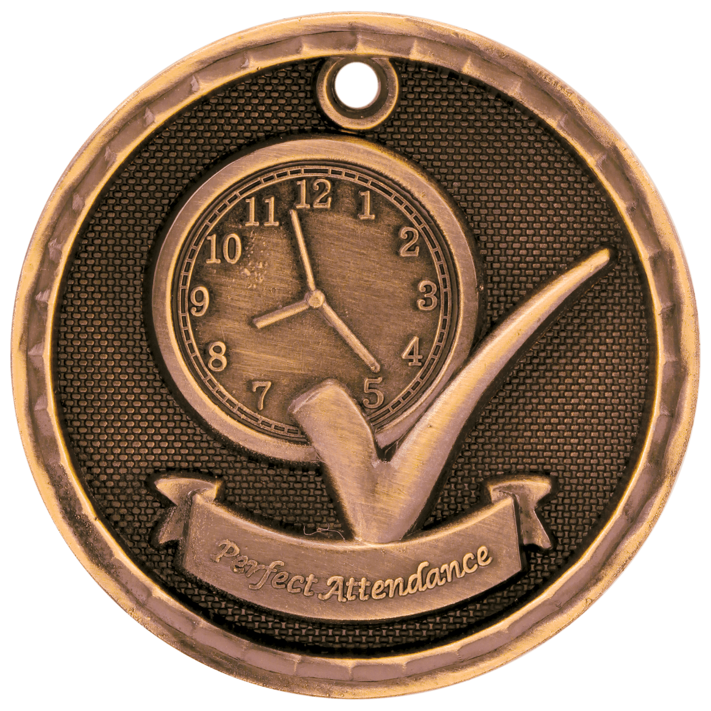 Antique Bronze 2" 3D Perfect Attendance Medal