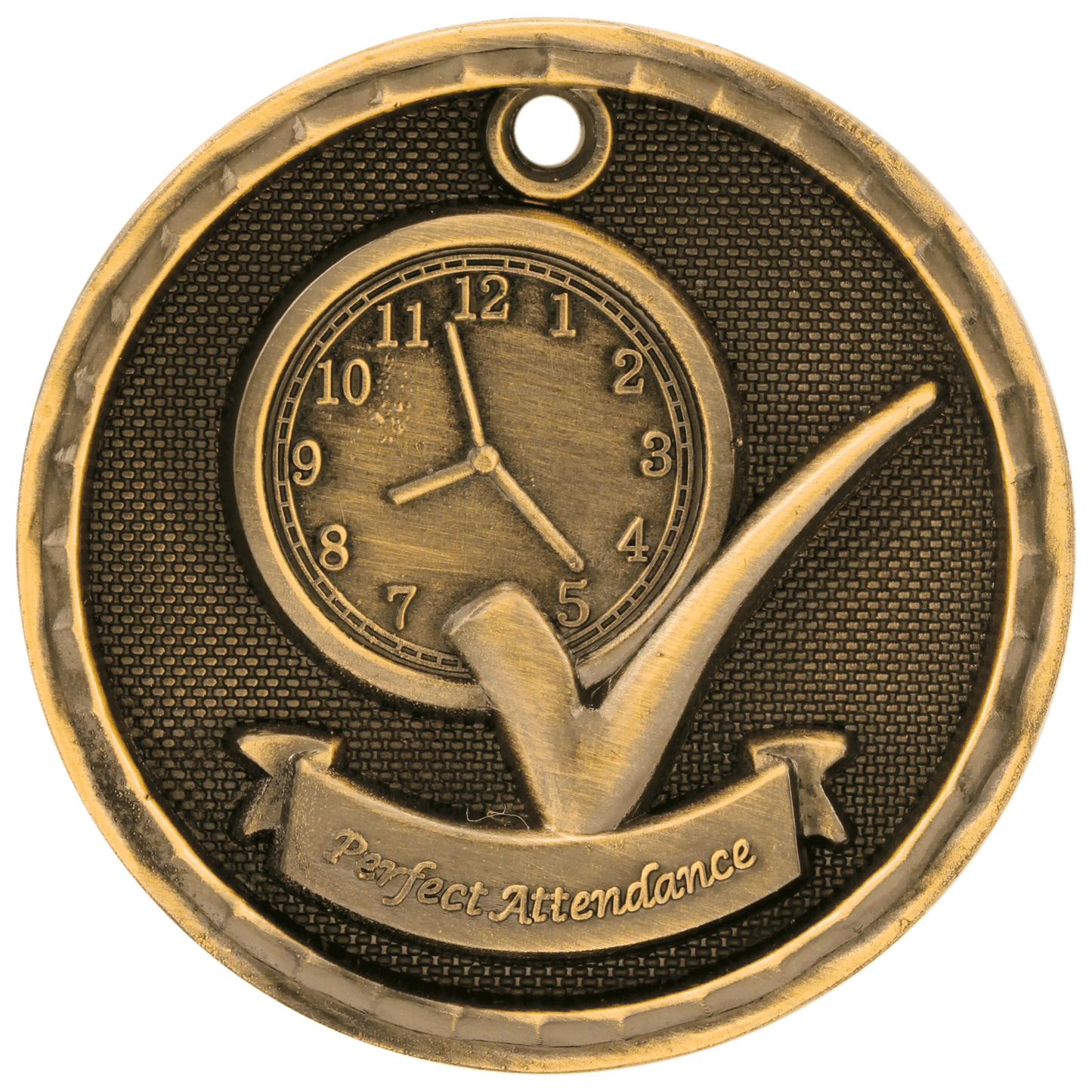 Antique Gold 2" 3D Perfect Attendance Medal