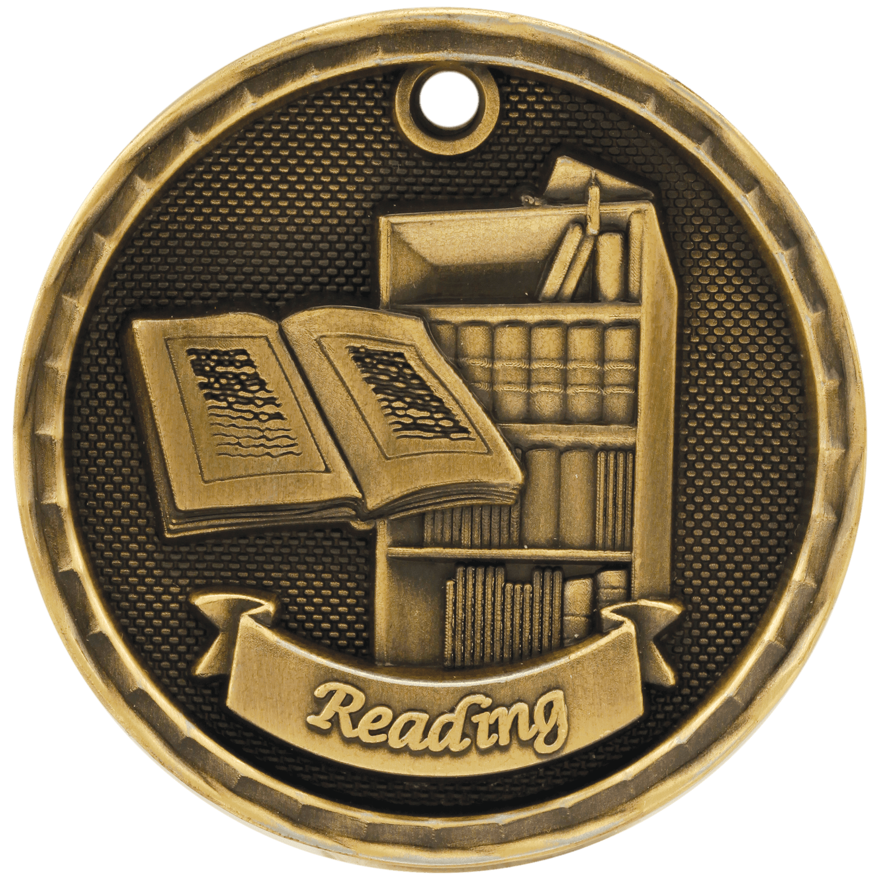 Antique Gold 2" 3D Reading Medal