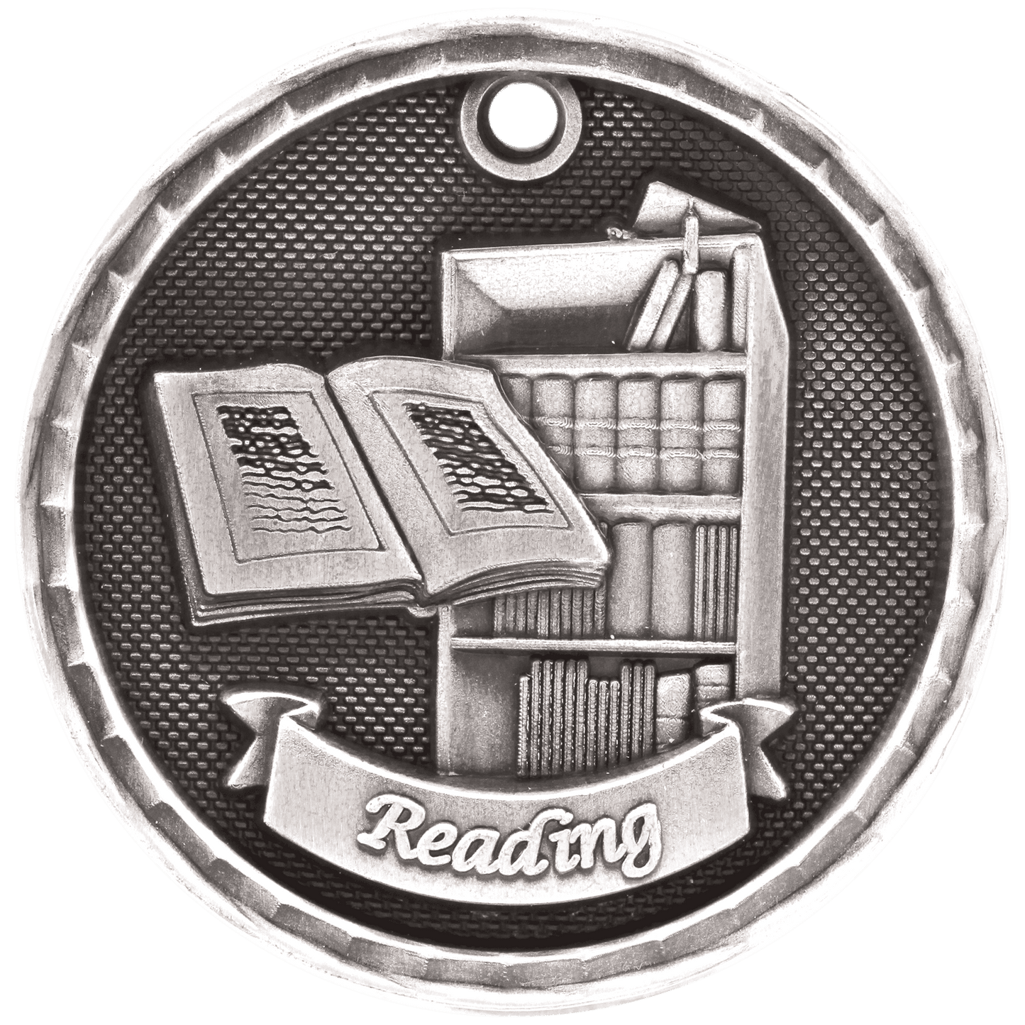 Antique Silver 2" 3D Reading Medal