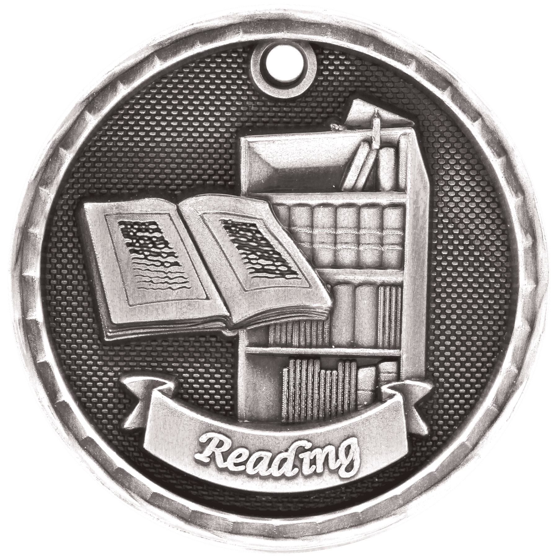 Antique Silver 2" 3D Reading Medal