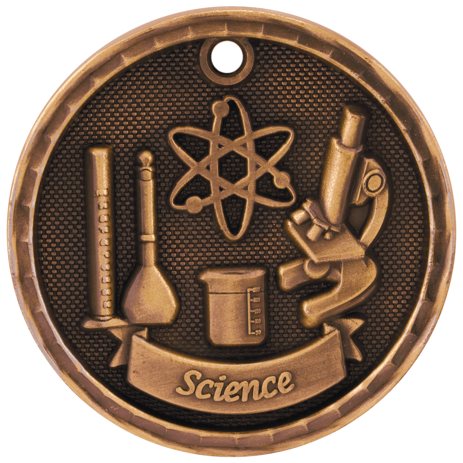 Antique Bronze 2" 3D Science Medal