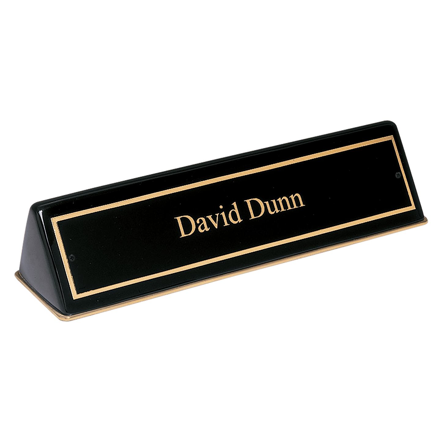 Black Piano Finish Desk Wedge with Black 9 1/2" x 2 1/2" x 2" Plate