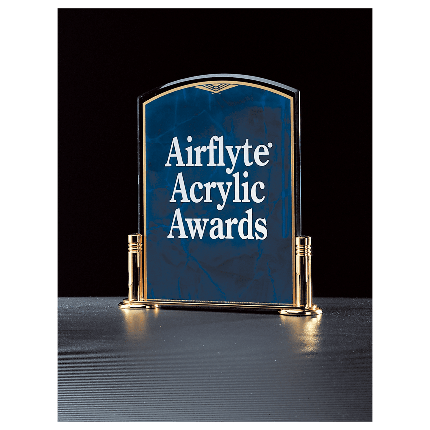 6" x 7"  Airflyte Sapphire Marble Acrylic with Gold-Plated Brass Stand