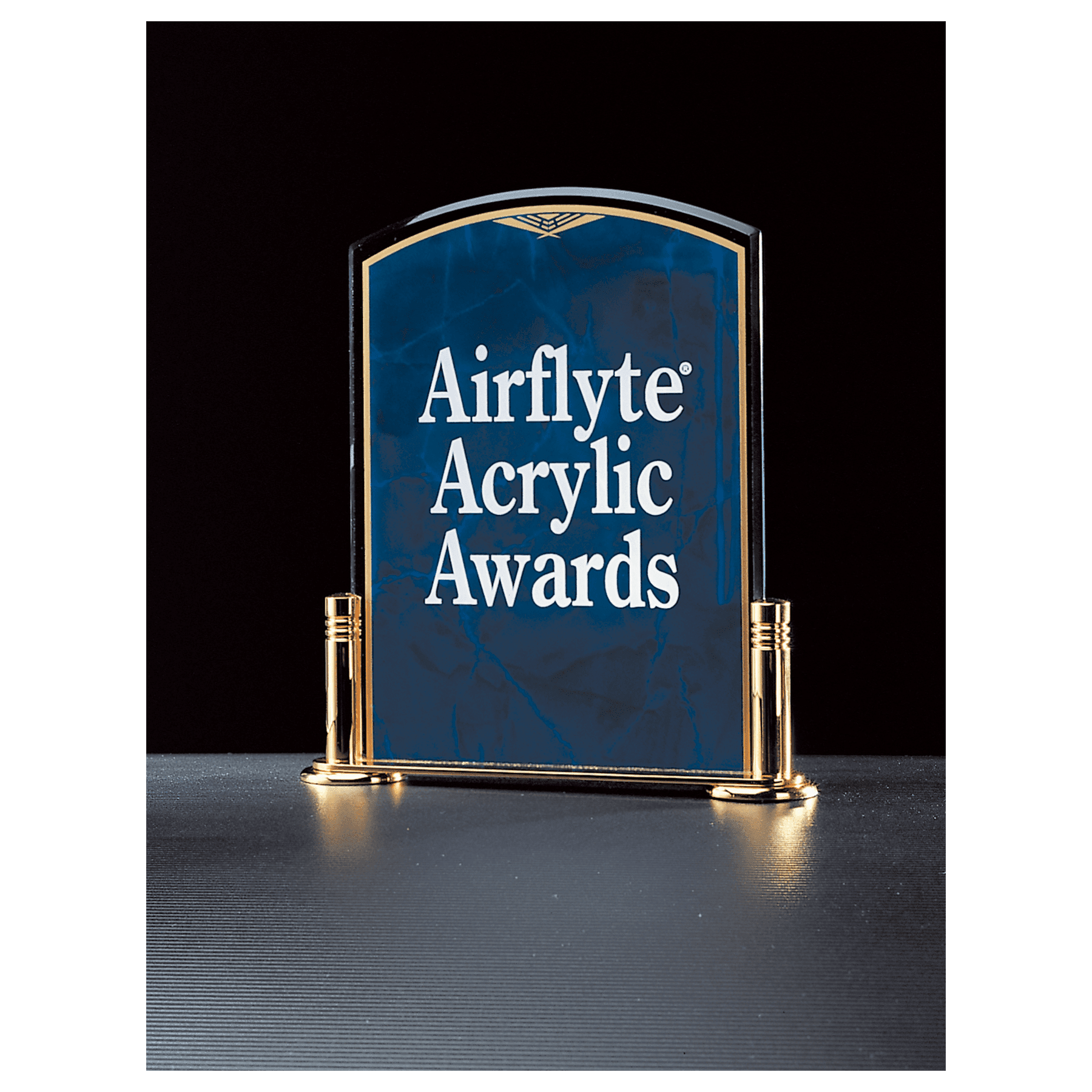 6" x 7"  Airflyte Sapphire Marble Acrylic with Gold-Plated Brass Stand