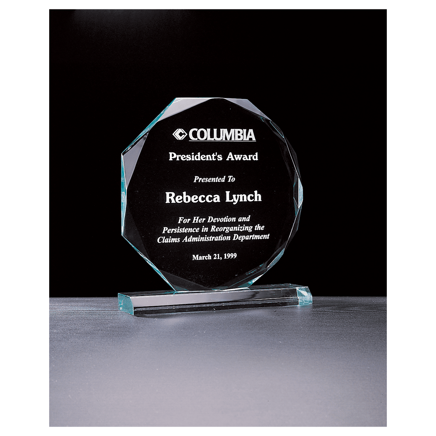 7" x 7 3/4" Octagon Series Jade Acrylic Award