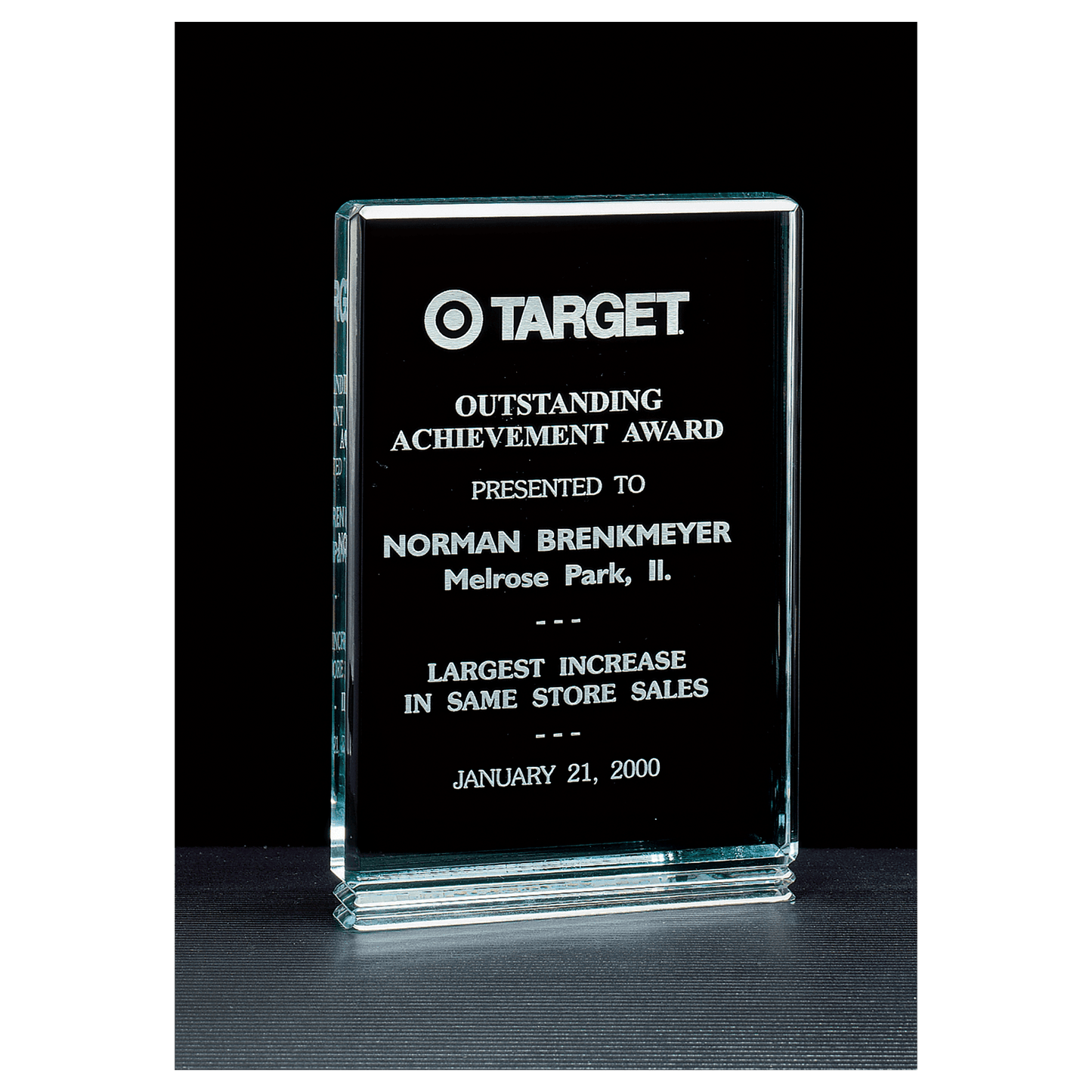 5" x 7 1/2" Classic Series Jade Acrylic Free Standing Award
