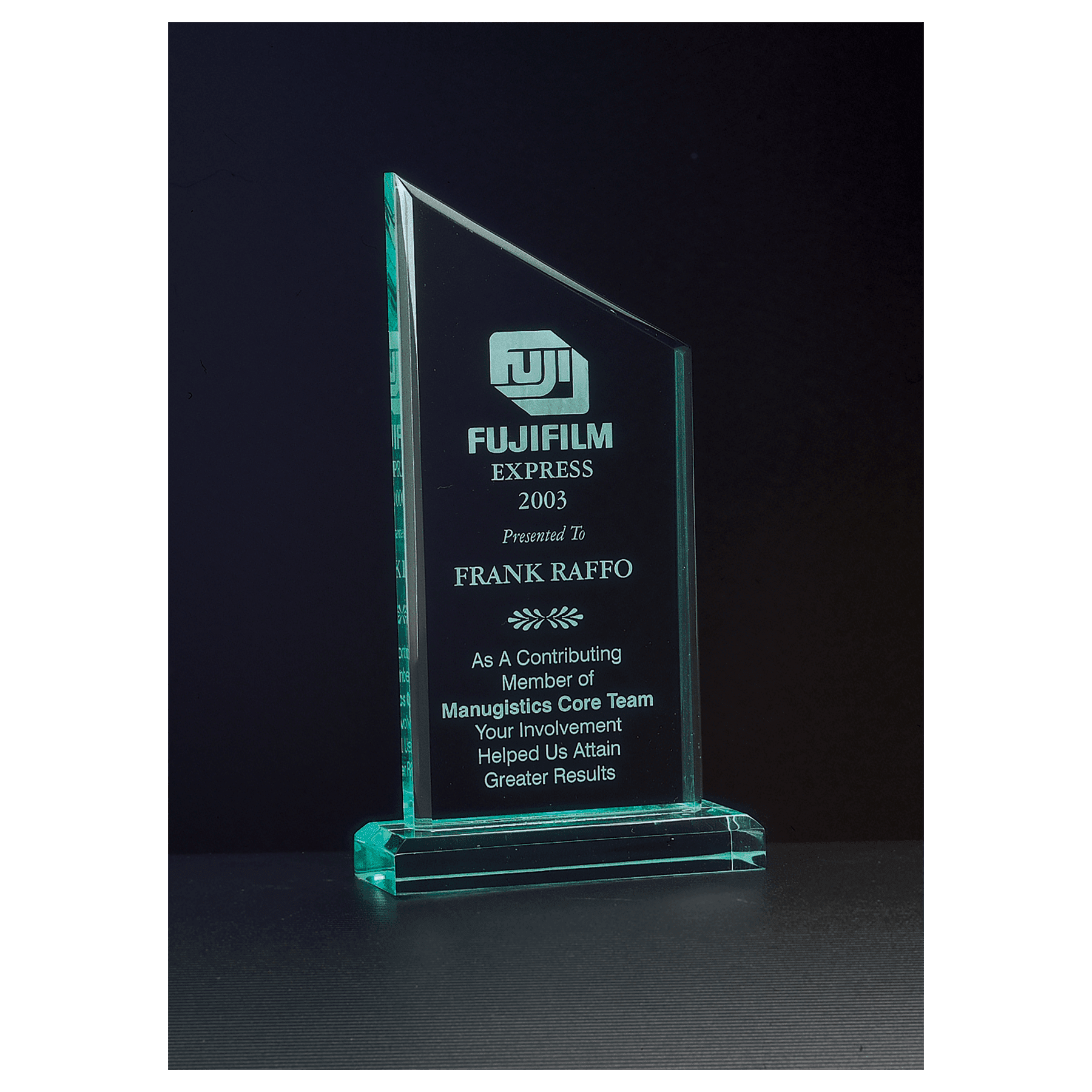 4 3/4" x 7 3/4" Zenith Series Jade Acrylic Award