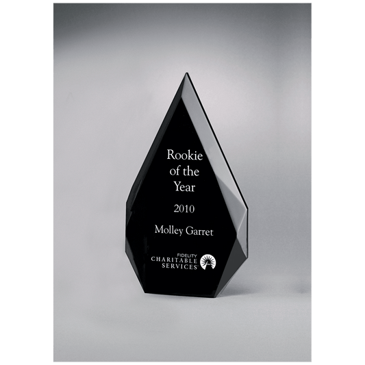 5 1/4" x 8 7/8" Flame Series Clear Freestanding Acrylic with Black Silk Screened Back
