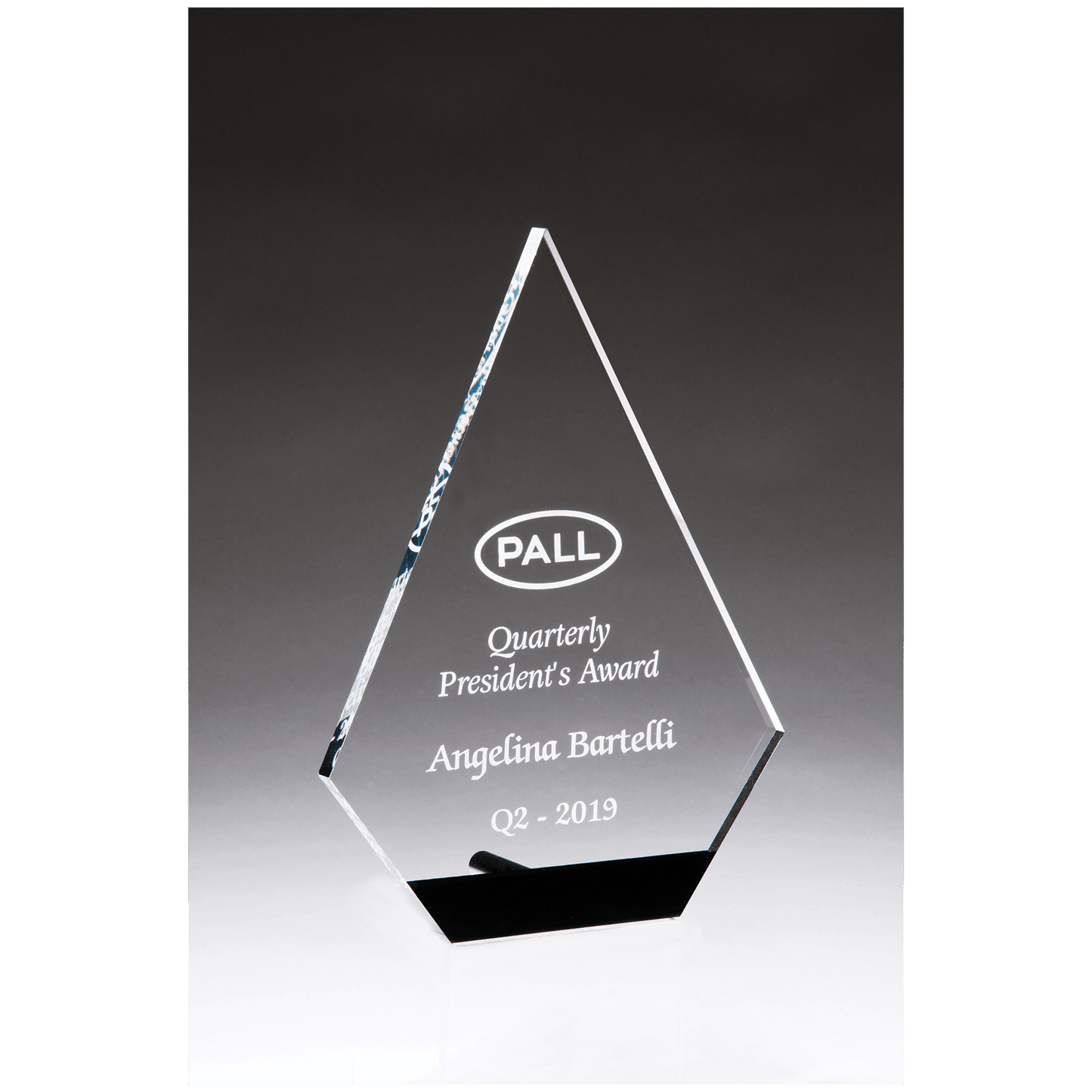 5 3/4" x 8" Diamond Series Clear Acrylic with Black Accent and Silver Post