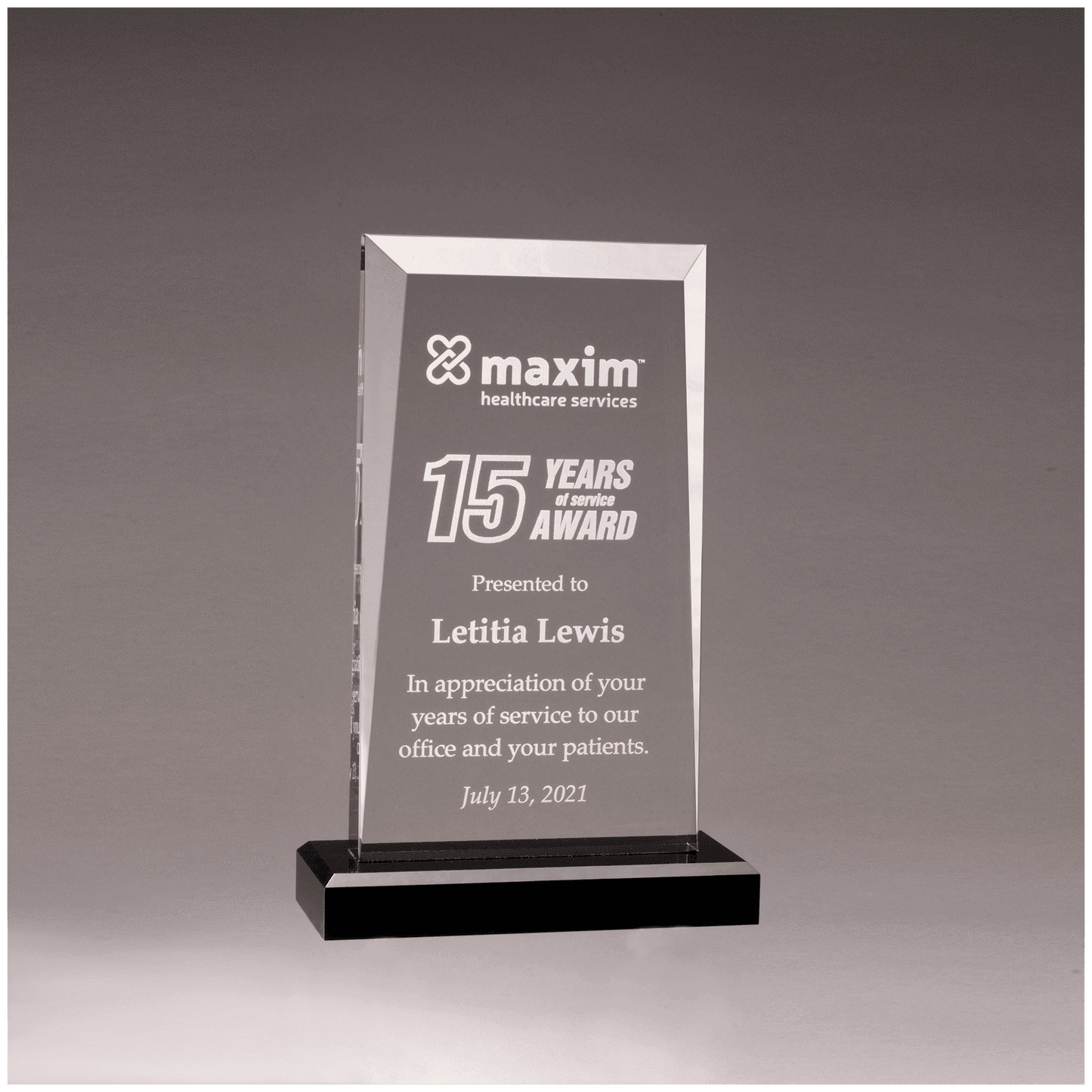 Clear Acrylic Award with Black 5" x 7 3/4" Apex Series Base