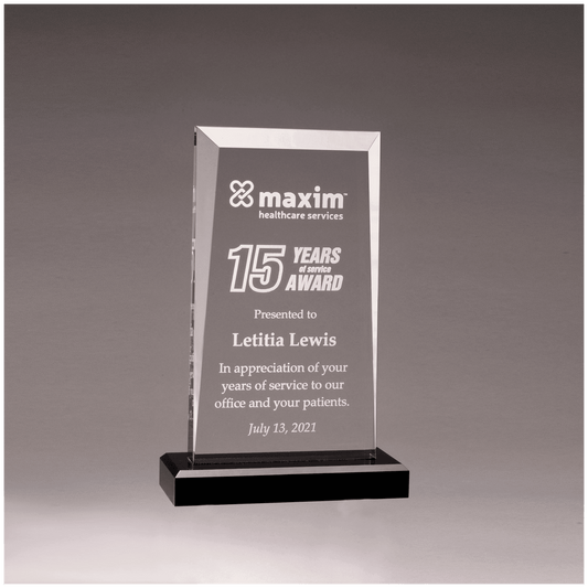 Clear Acrylic Award with Black 5 1/2" x 8 3/4" Apex Series Base