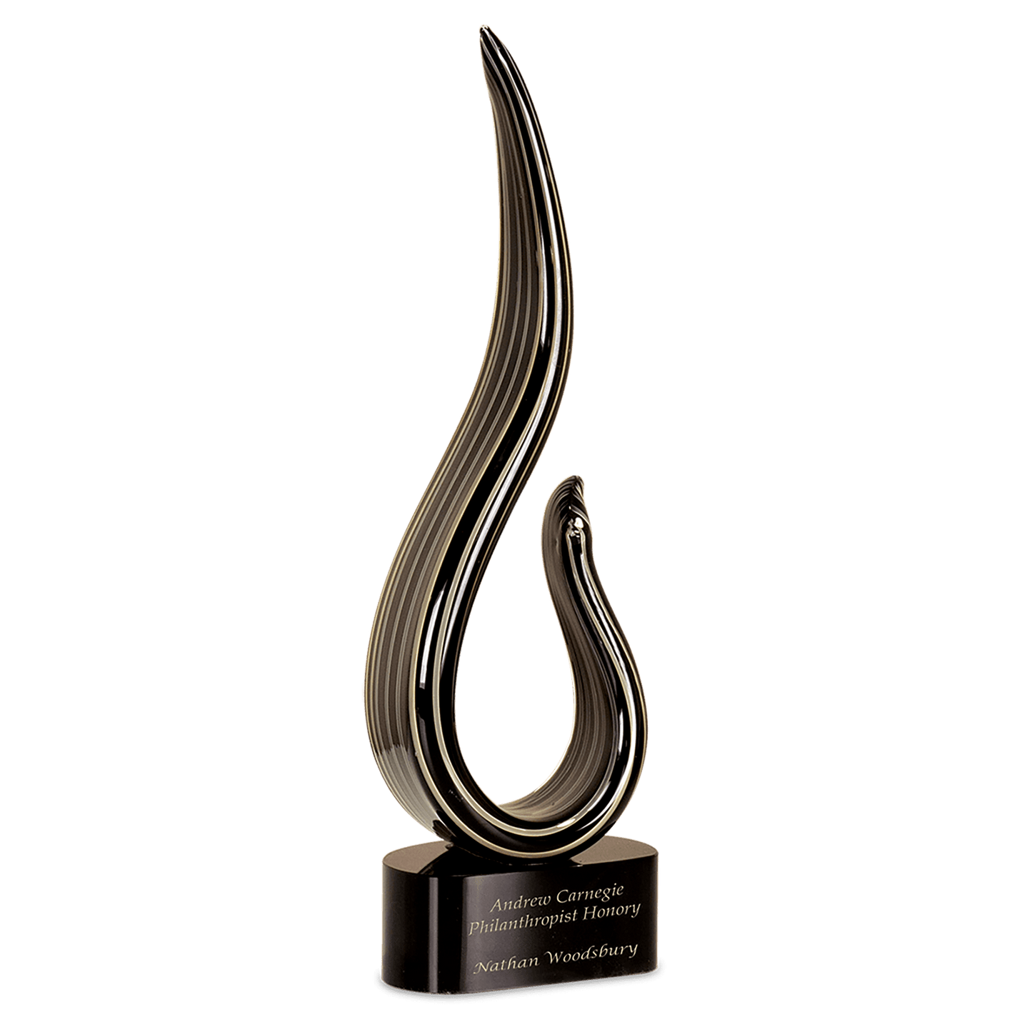15" Black & Gold Curve Art Glass
