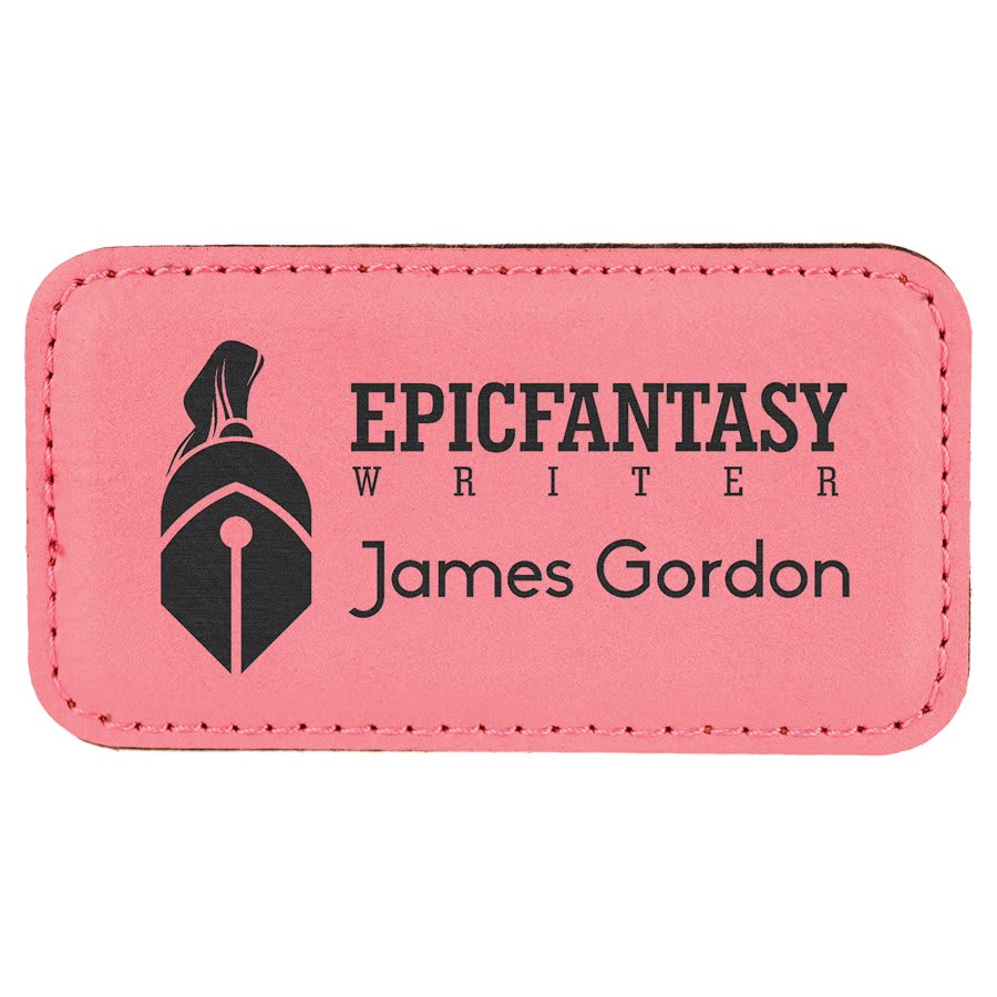 Pink 3 1/4" x 1 3/4" Laserable Leatherette Badge Blank with Magnet