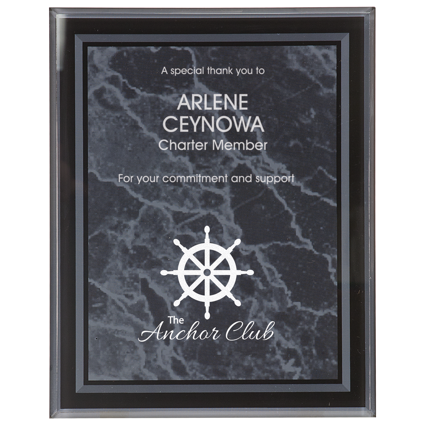 Black 7" x 9" Marble Border -Plaq Acrylic