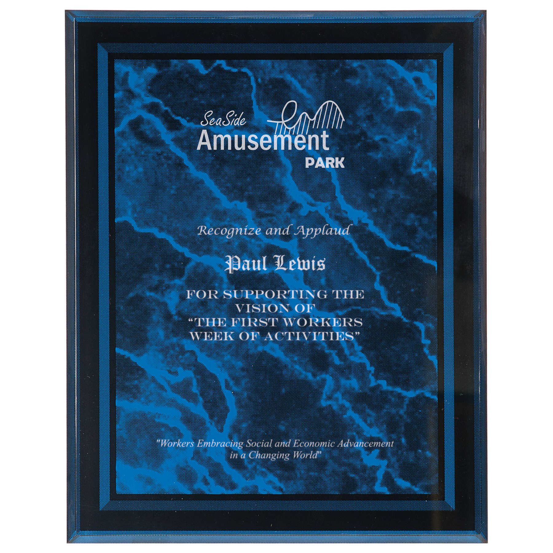 Blue 9" x 11" Marble Border -Plaq Acrylic