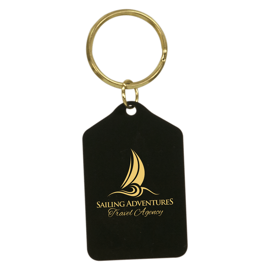 1 1/2" x 2 1/2" Black Tablet Brass Keychain