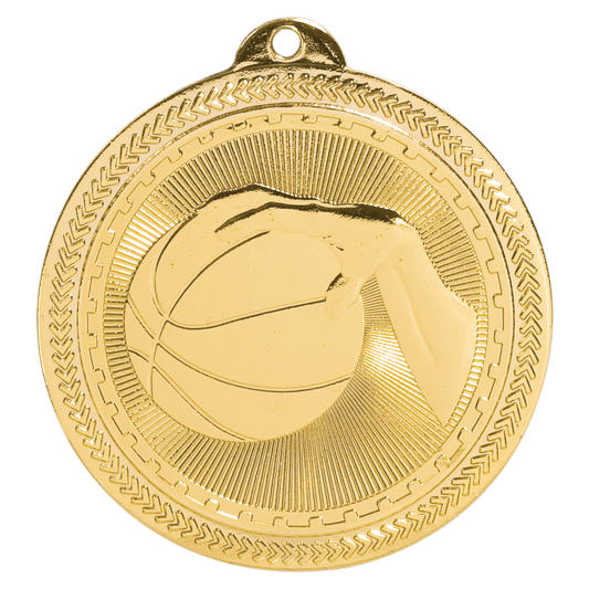 Bright Gold 2" Basketball Laserable BriteLazer Medal