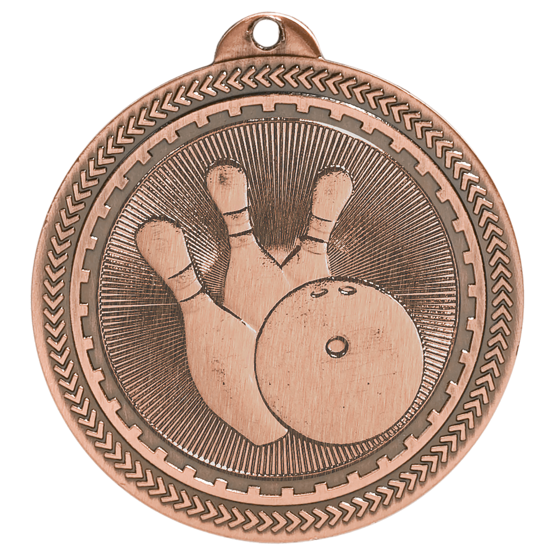 Antique Bronze 2" Bowling Laserable BriteLazer Medal