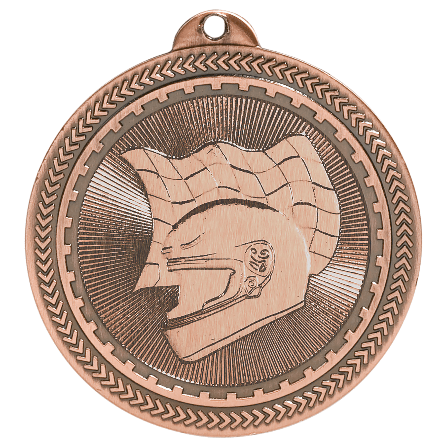 Antique Bronze 2" Racing Laserable BriteLazer Medal