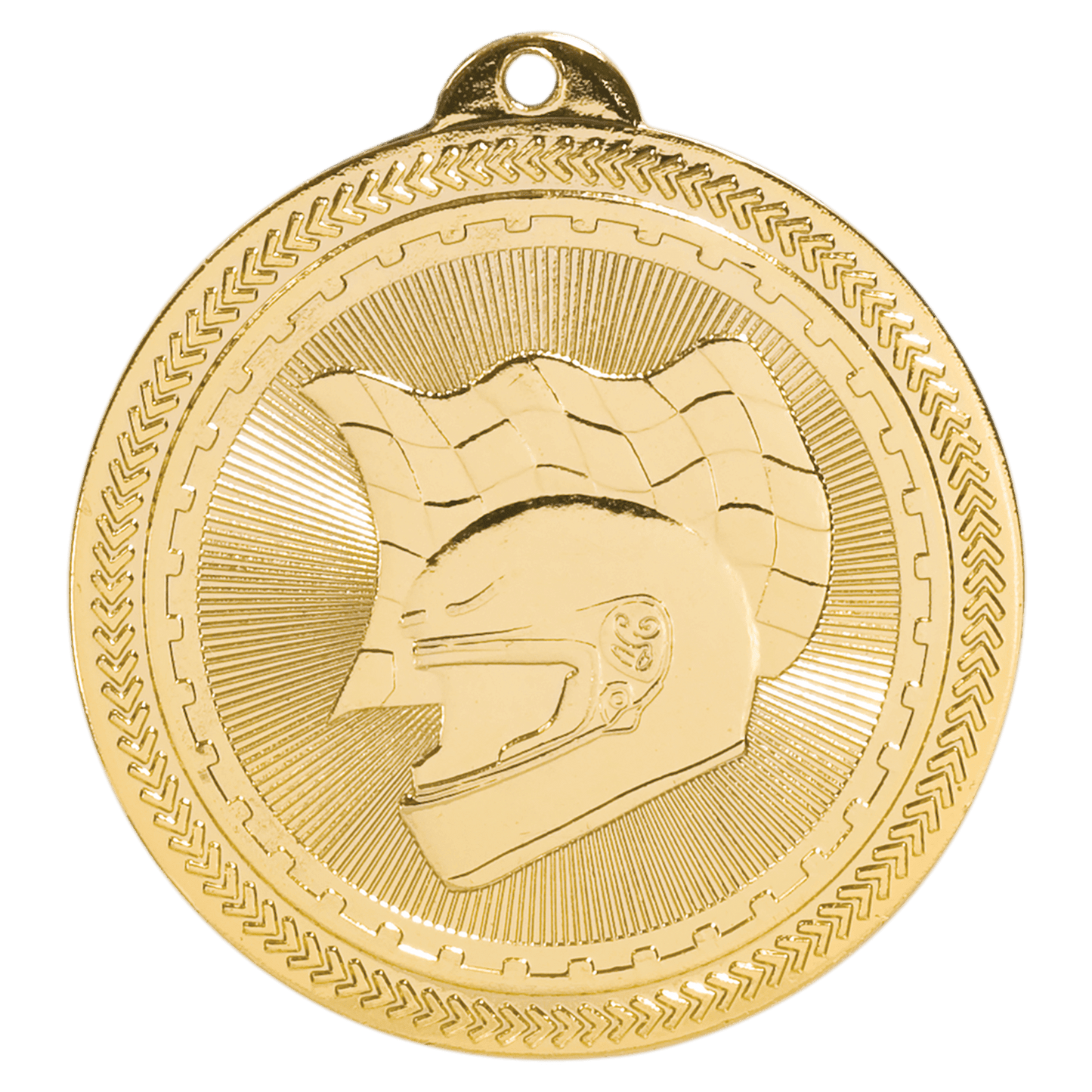 Bright Gold 2" Racing Laserable BriteLazer Medal