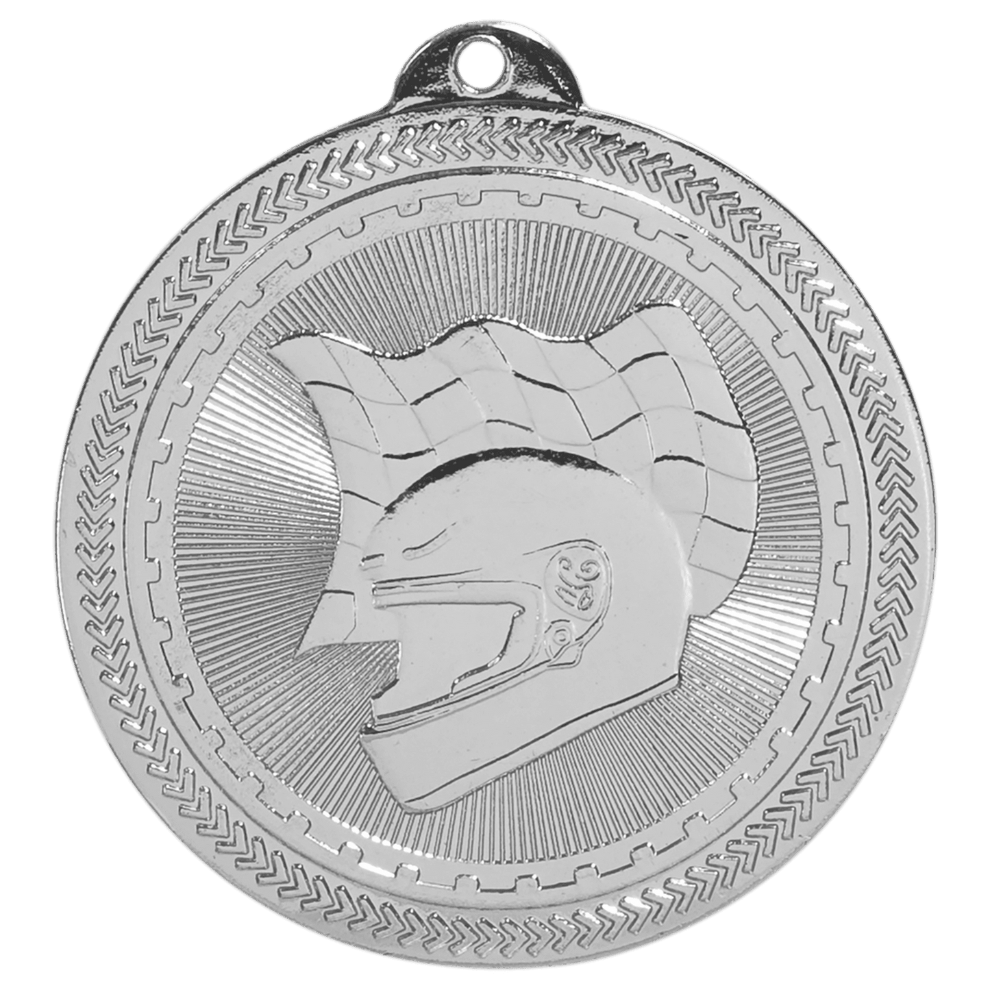 Bright Silver 2" Racing Laserable BriteLazer Medal
