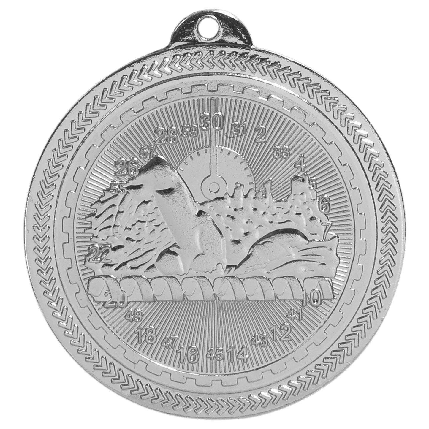 Bright Silver 2" Swimming Laserable BriteLazer Medal